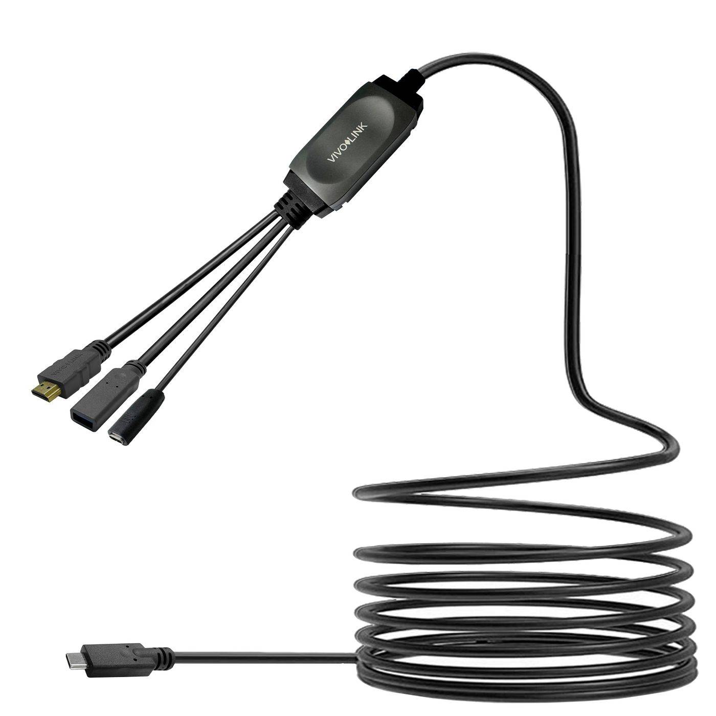 VivoLink USB-C HUB Cable with USB3.0 & Charging black - Kabel - Digital/Daten