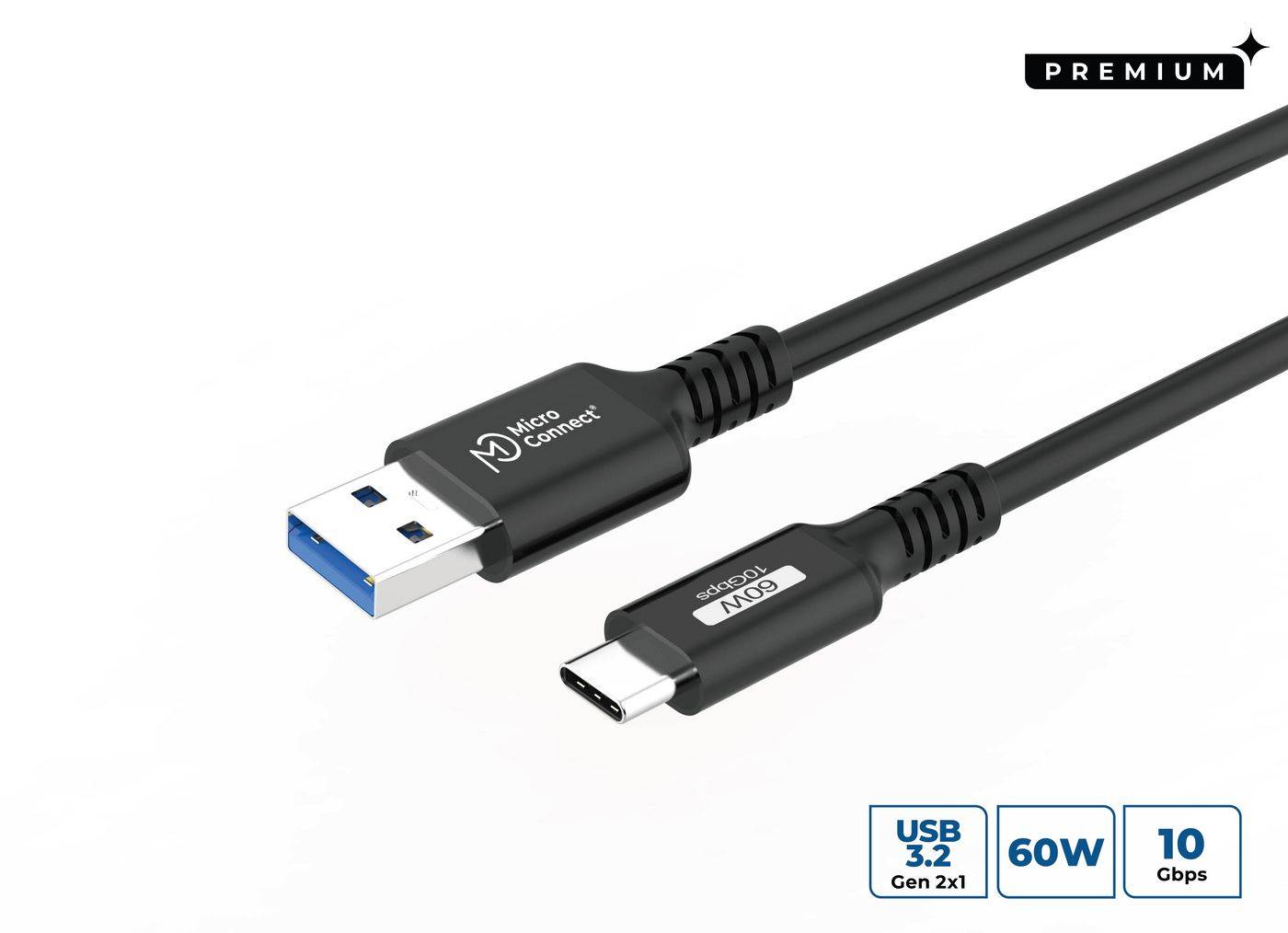 MicroConnect Premium USB-C to USB-A cable 10Gbps 60W - Kabel - Digital/Daten5 m