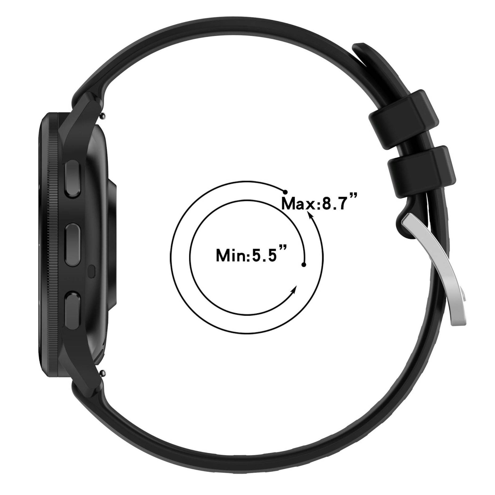 Silikon Armband für Garmin Venu 4 41mm Liquid Glossy mit Silber Schnalle Schwarz