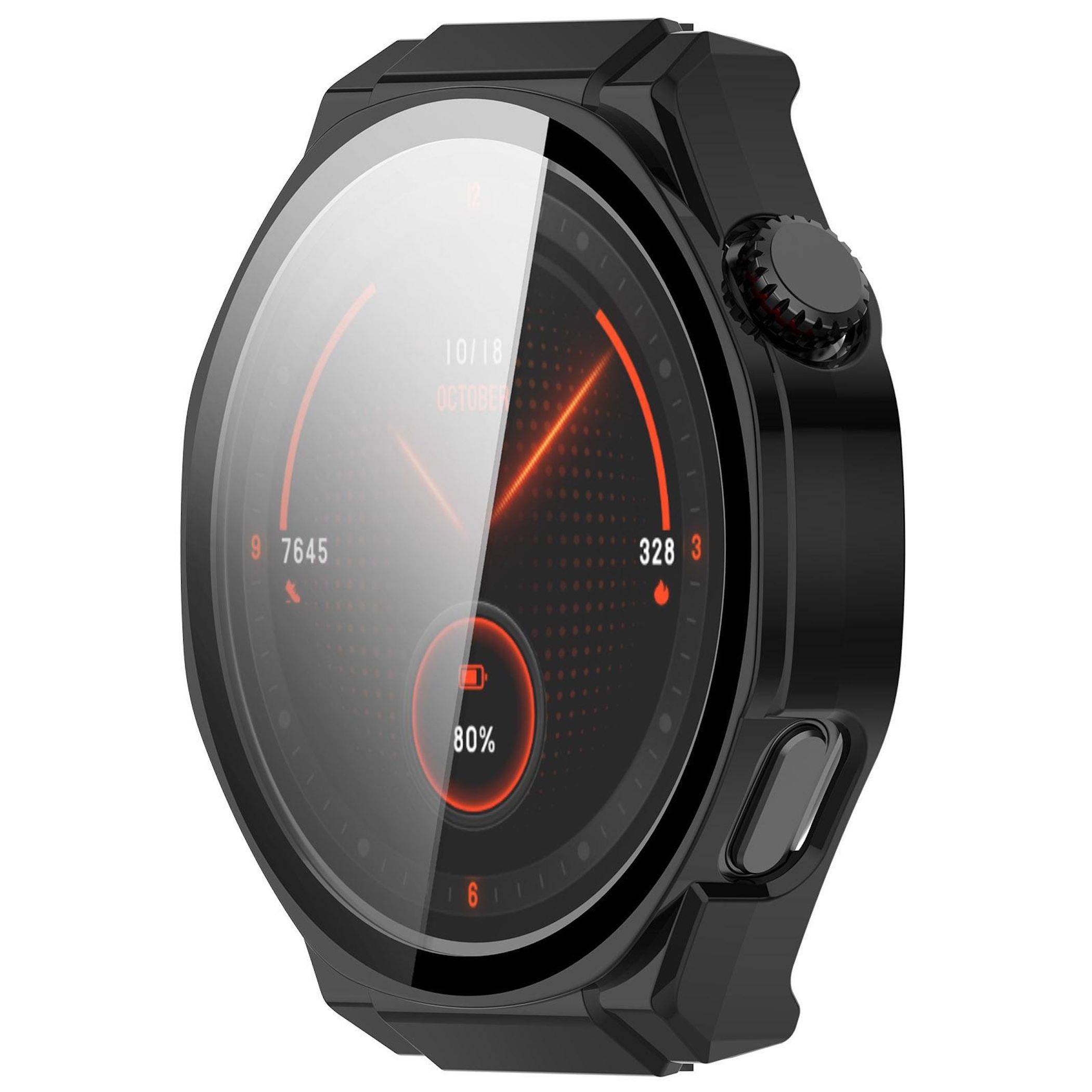 Für Honor Watch 5 Ultra Kunststoff Design Schutzhülle + 9H Hart Glas Schwarz