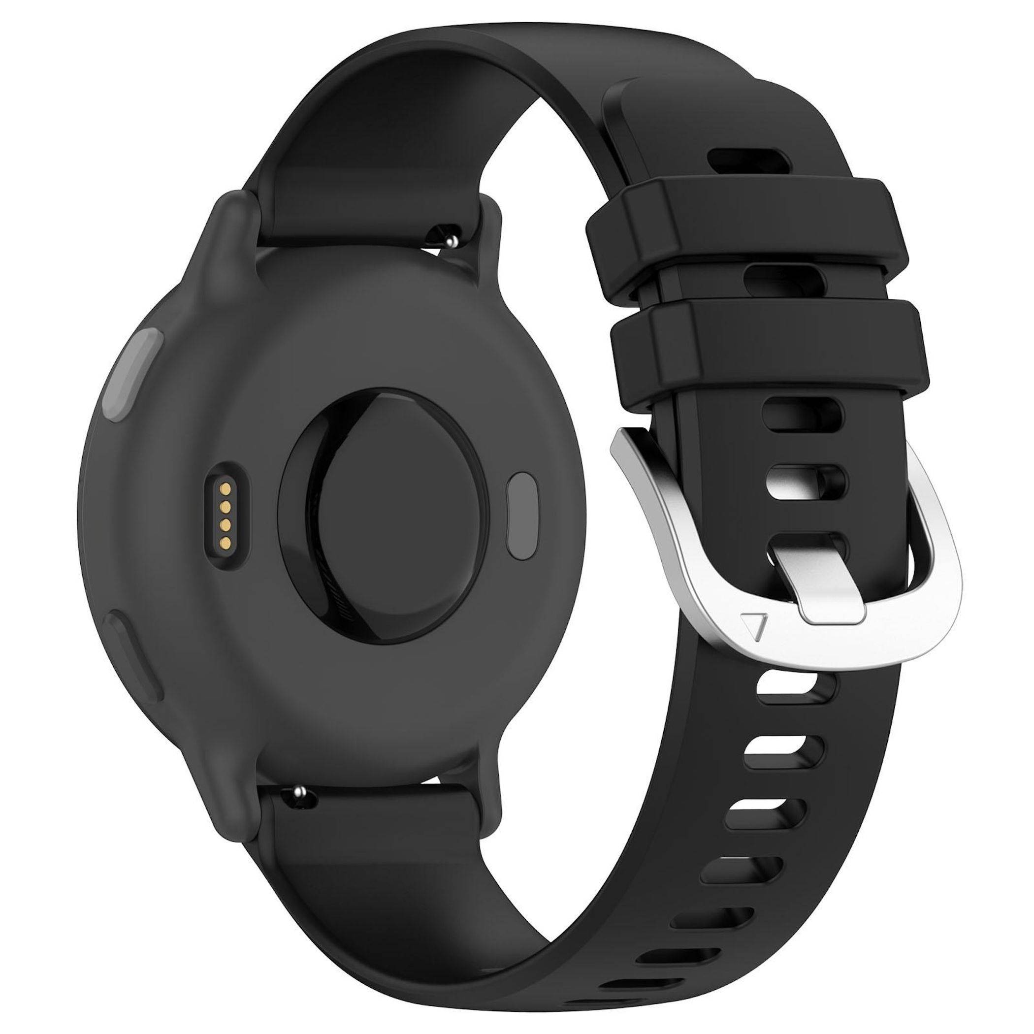 Silikon Armband für Garmin Venu 4 41mm Liquid Glossy mit Silber Schnalle Schwarz