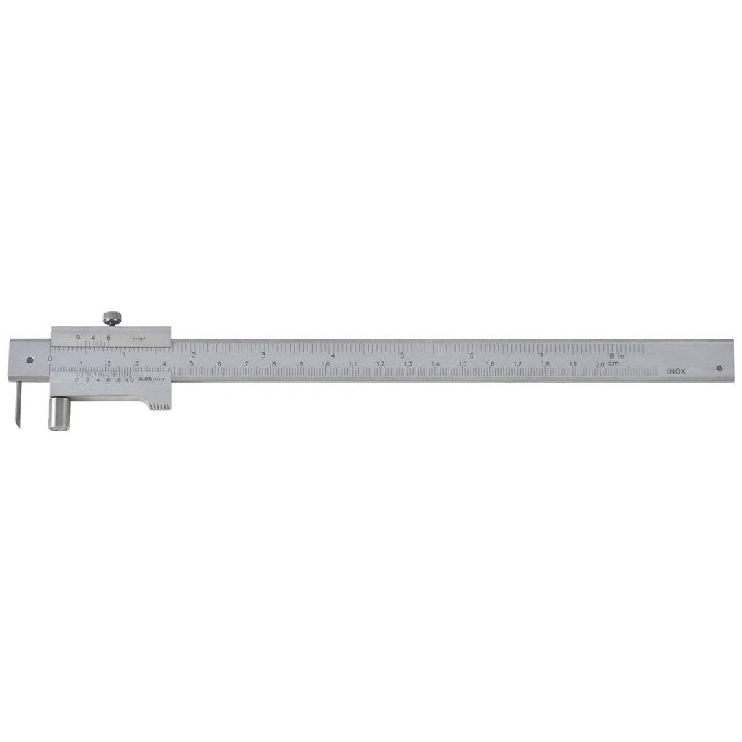 Fortis Anreiß-Messschieber 200mm mit Rolle, rostfrei und HM-Spitzen, rostfrei