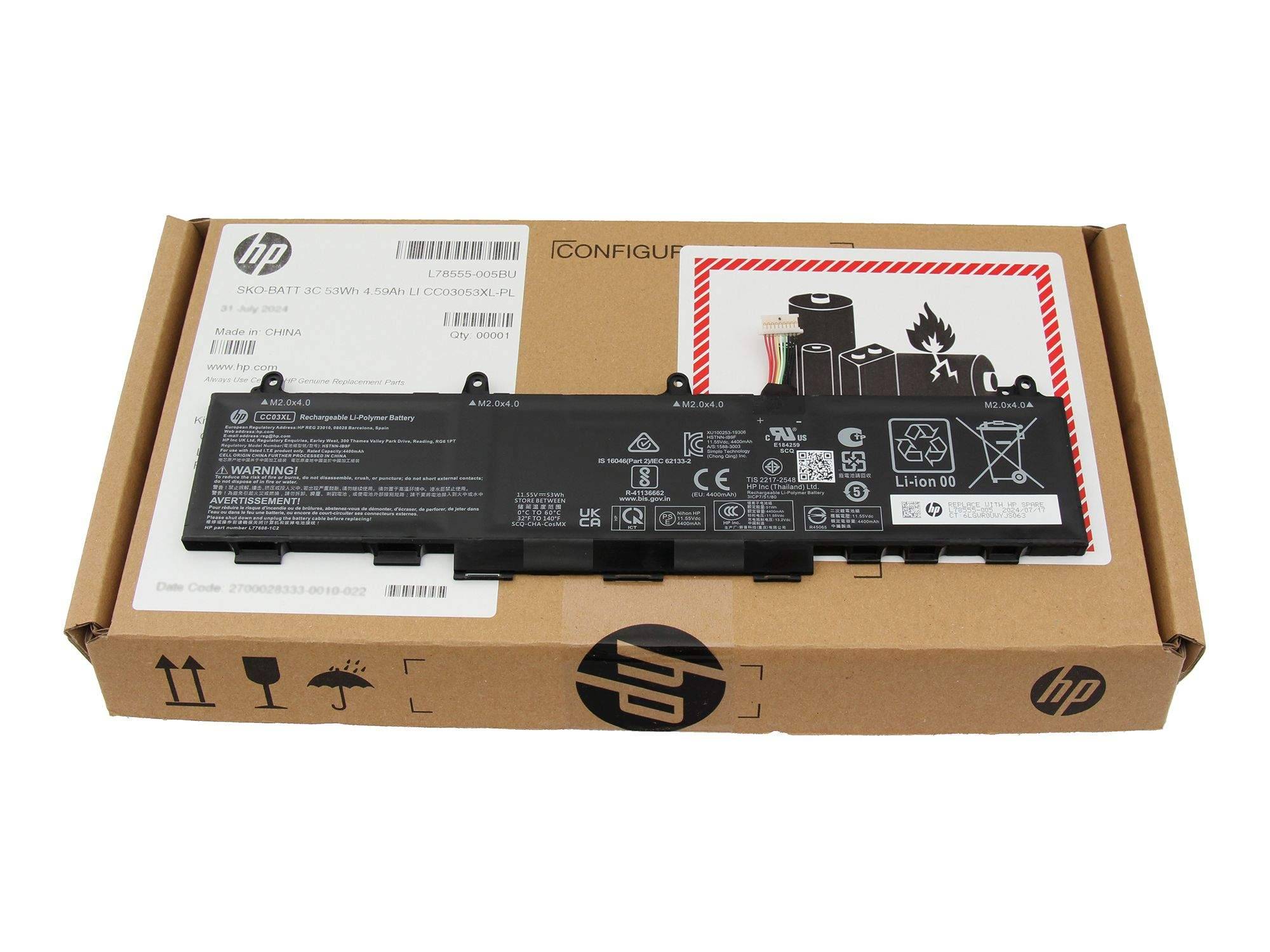 53Wh Lithium-ion rechargeable battery for laptops - Batterie - 4.400 mAh