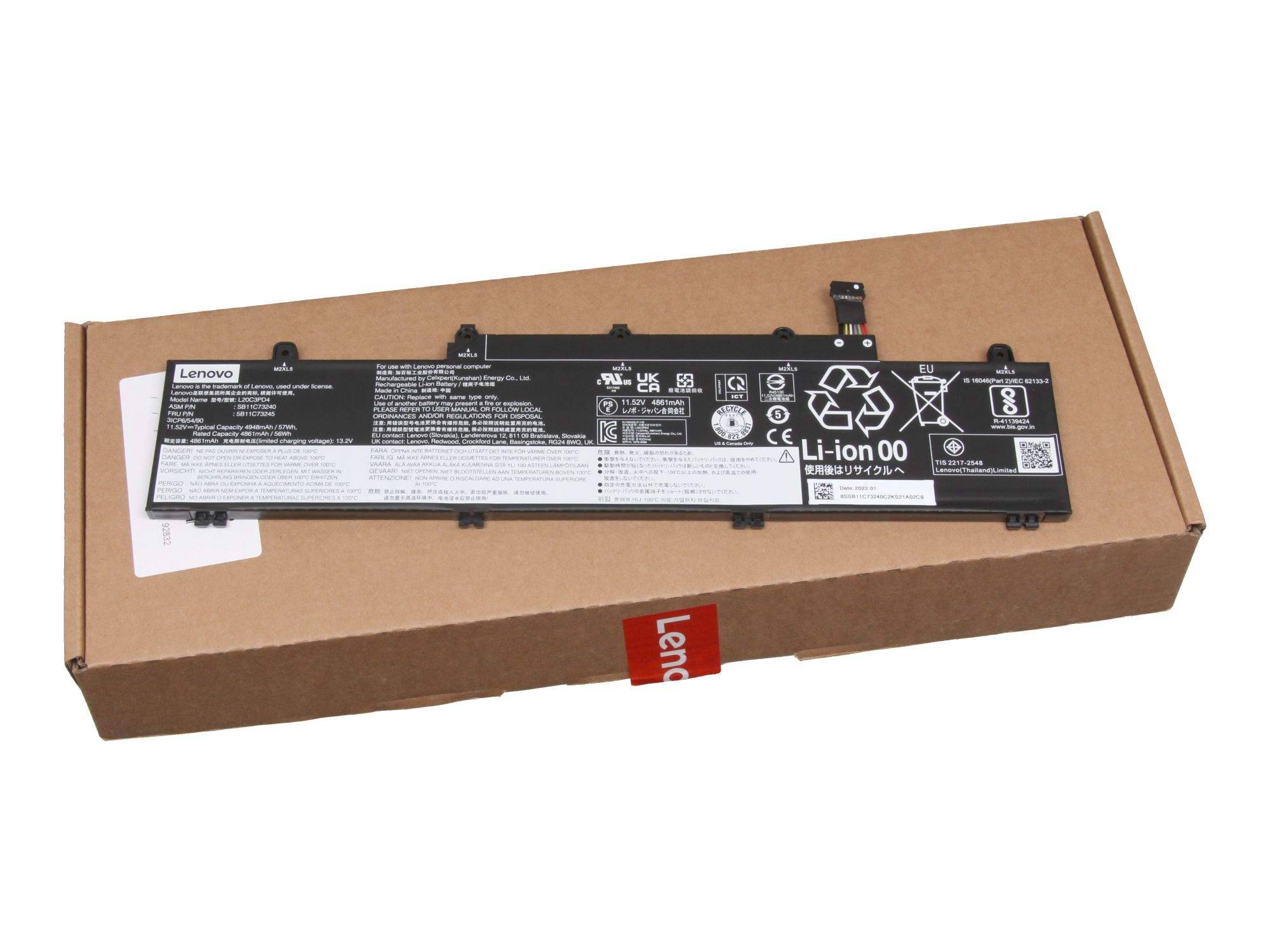 Battery 3 Cell 57Wh L20M3PD4 SP/A 5B11N52031 4 - Batterie - 4.948 mAh