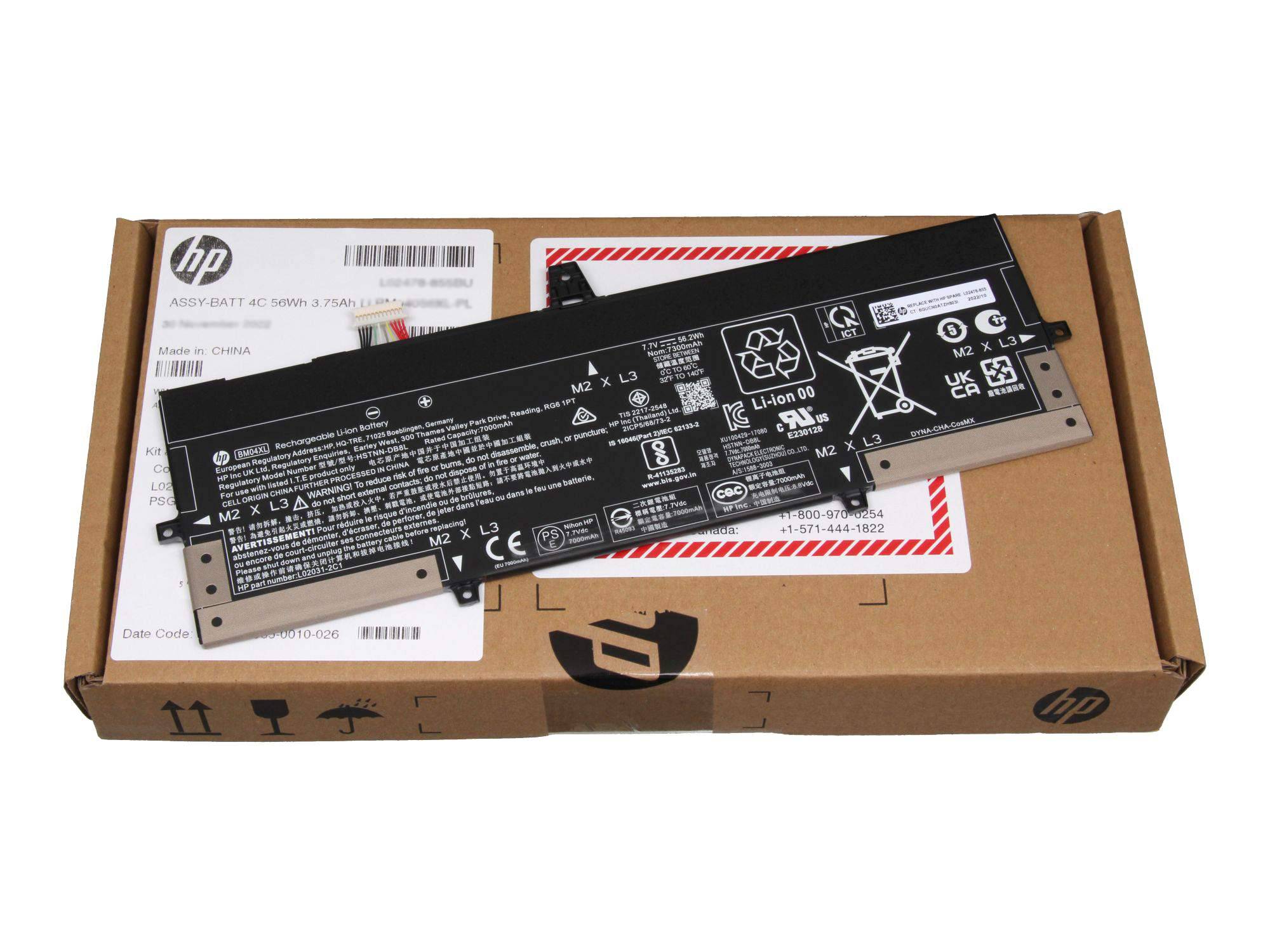 HP - Li-ion battery assembly for HP EliteBook x360 1030 G3/G4 - Akku - 7.300 mAh