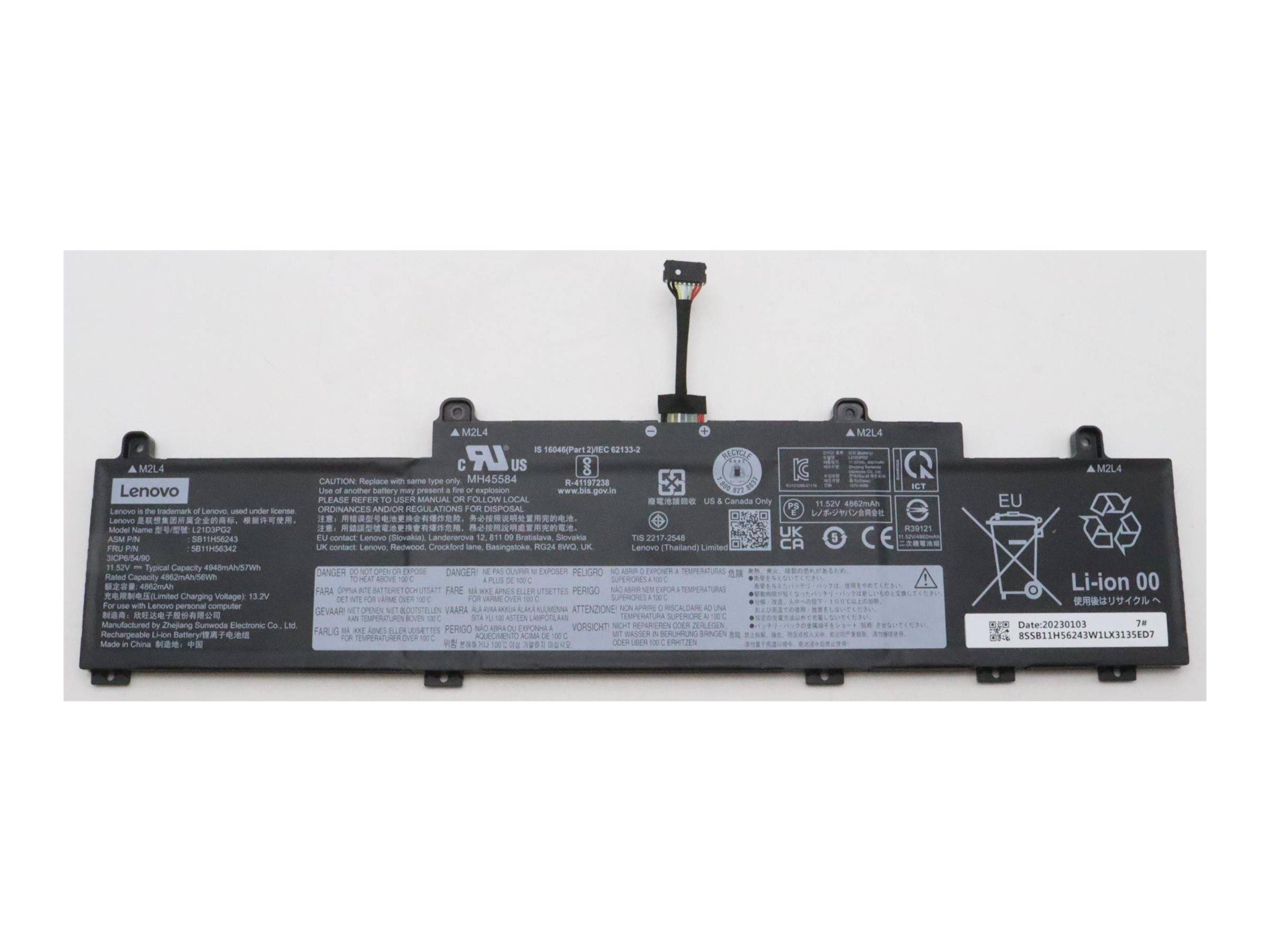 LENOVO - Battery Internal 3 Cell 57Wh LiIon - Batterie - 4.948 mAh