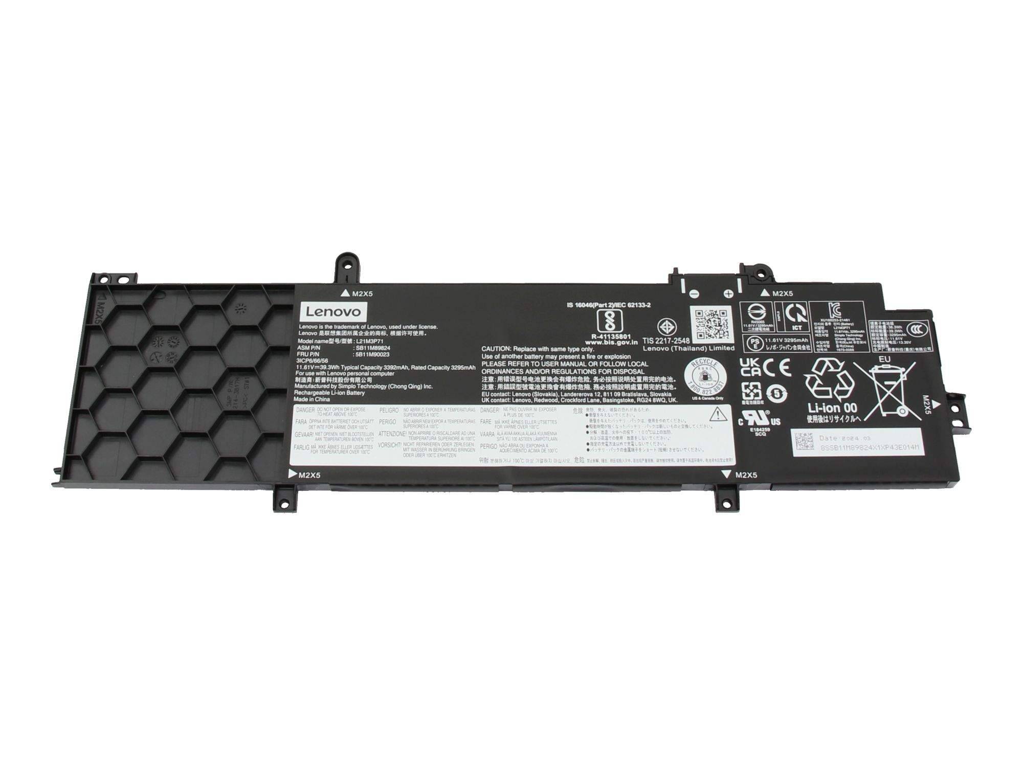 LENOVO - Battery Internal 3 Cell 39.3Wh LiIon SMP - Batterie - 3.390 mAh