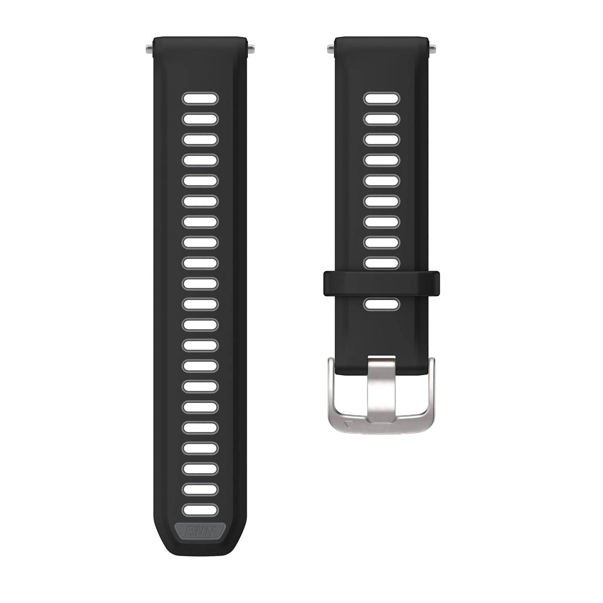 Zweifarbiges Silikon Armband für Garmin Forerunner 970 Silber Schnalle Schwarz