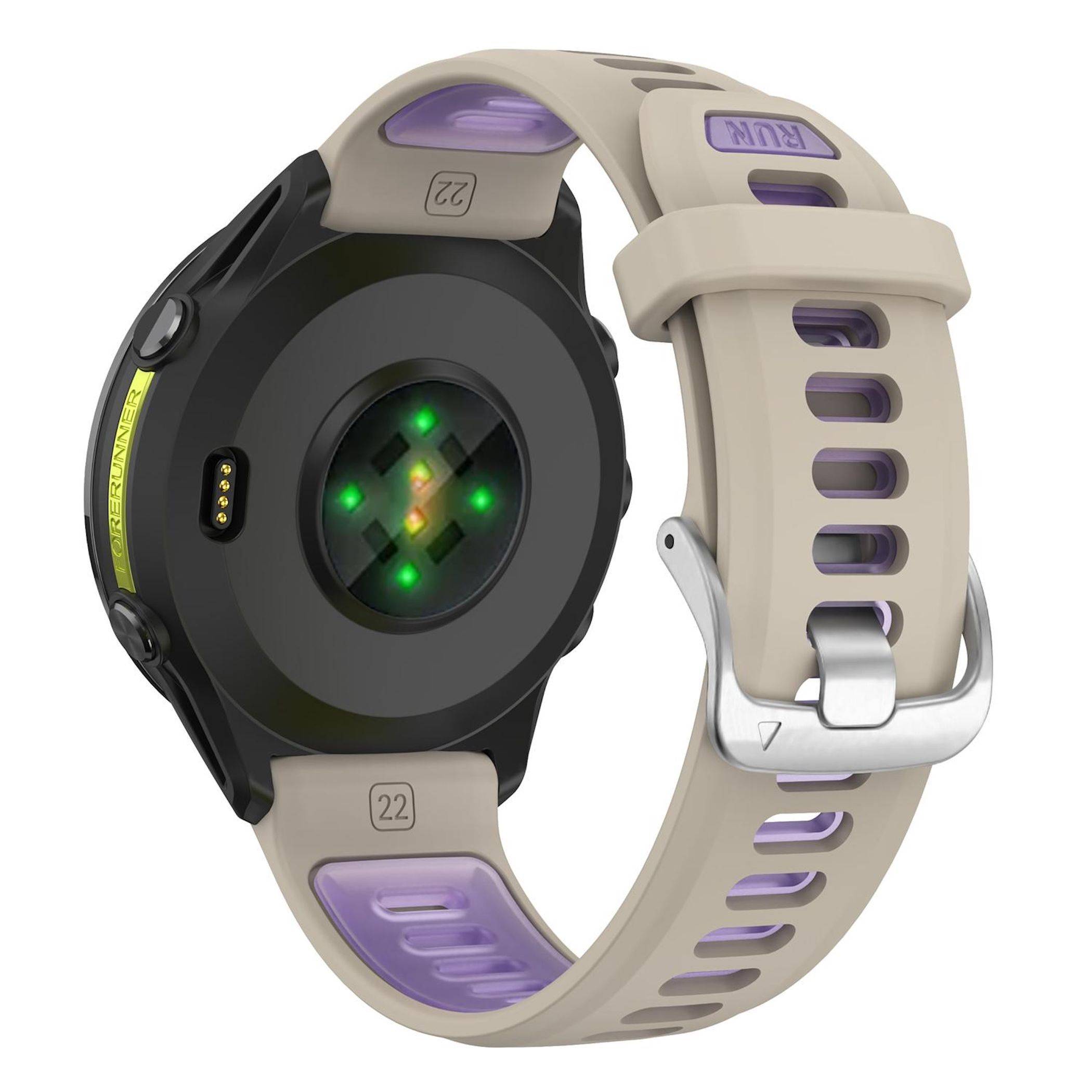 Silikon Armband für Garmin Forerunner 970 mit Silber Schnalle Beige / Lila