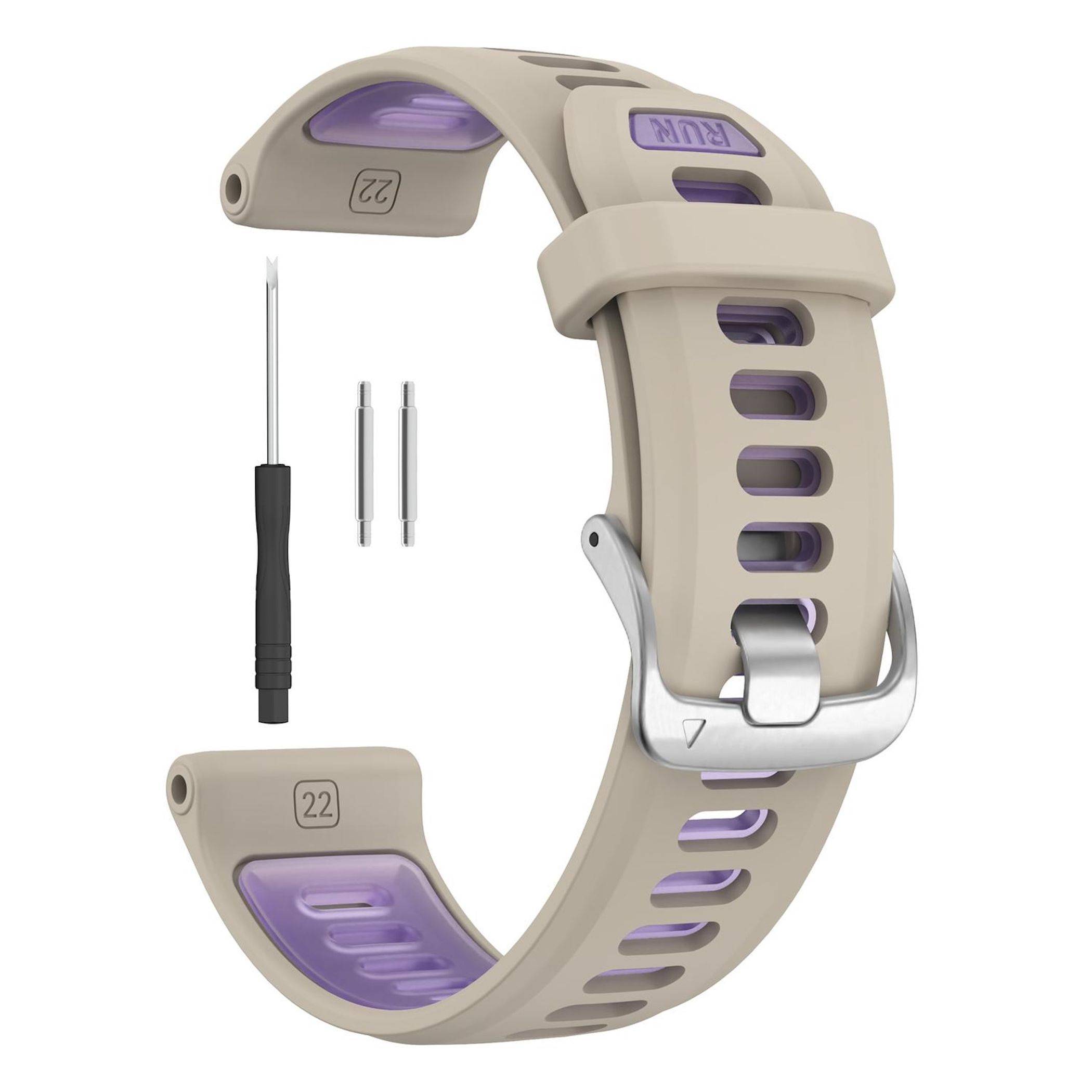 Silikon Armband für Garmin Forerunner 970 mit Silber Schnalle Beige / Lila