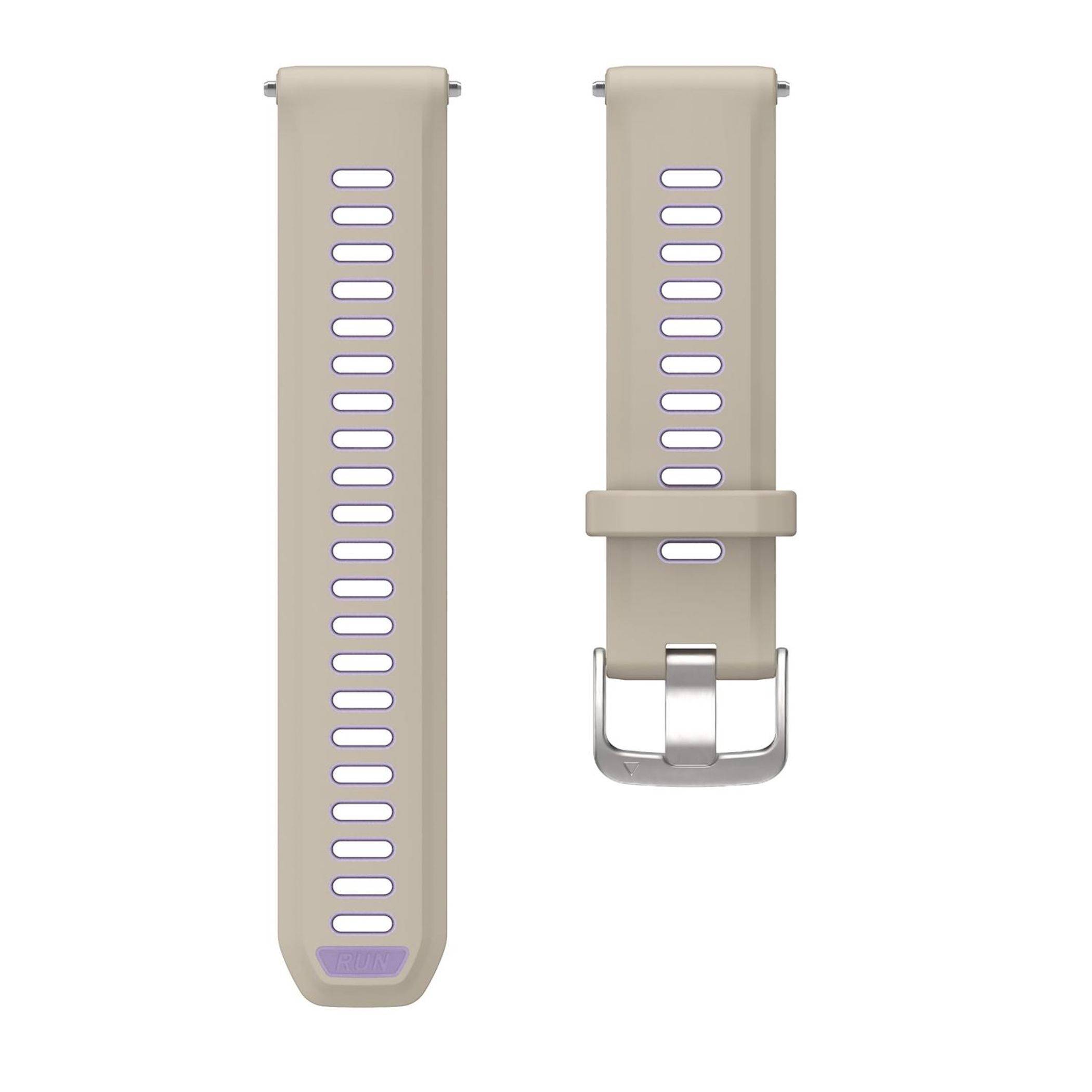 Silikon Armband für Garmin Forerunner 970 mit Silber Schnalle Beige / Lila