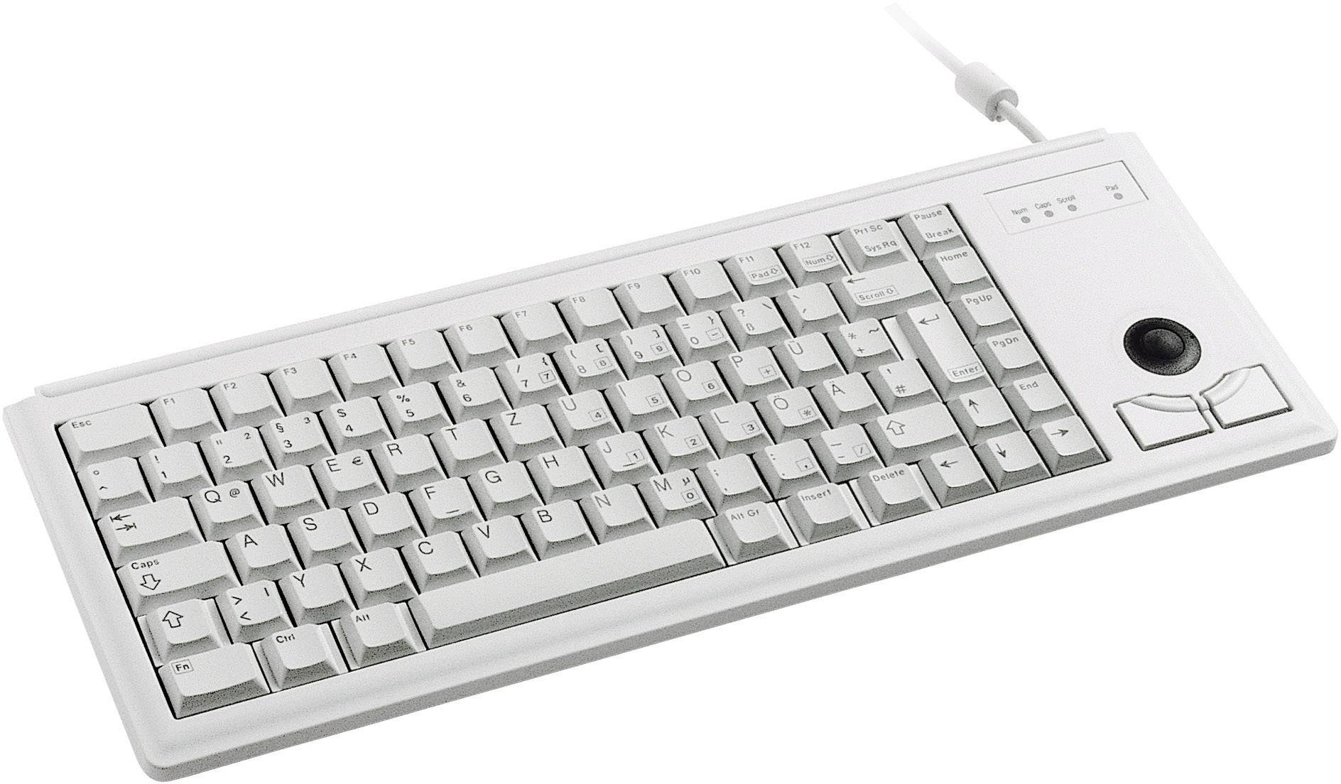 CHERRY Compact-Keyboard G84-4400 PS2 Tastatur Deutsch, QWERTZ Grau Integrierter Trackball, Maustasten, 19" Anwendungen