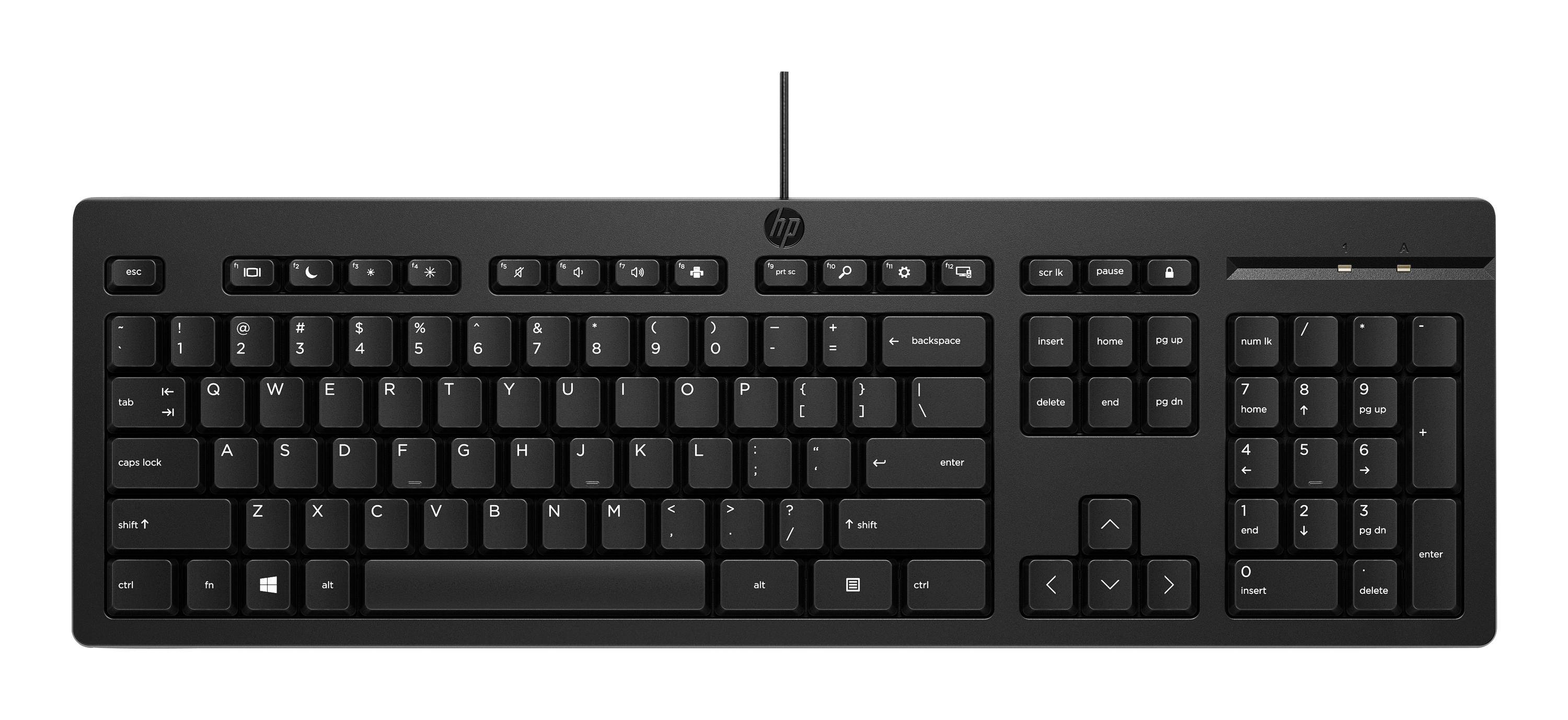 125 Kabelgebundene Tastatur, Volle Größe (100%), Kabelgebunden, USB, Schwarz