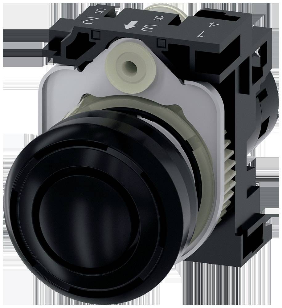 Akustischer Melder, kompakt, 22 mm, rund, Kunststoff, schwarz, Dauerton 2,4 kHz, IP40, Schalldruck min. 80 db./10 cm