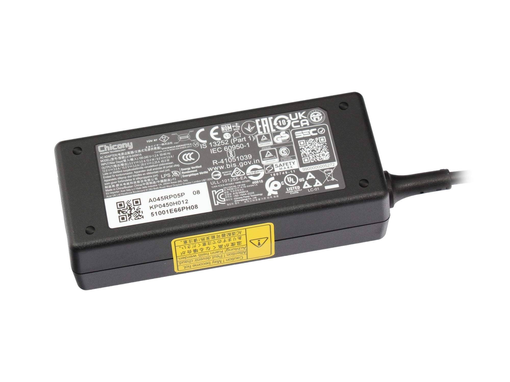 ACER - Adapter AC DELTA 45W Type-C Black - PC-/Server Netzteil