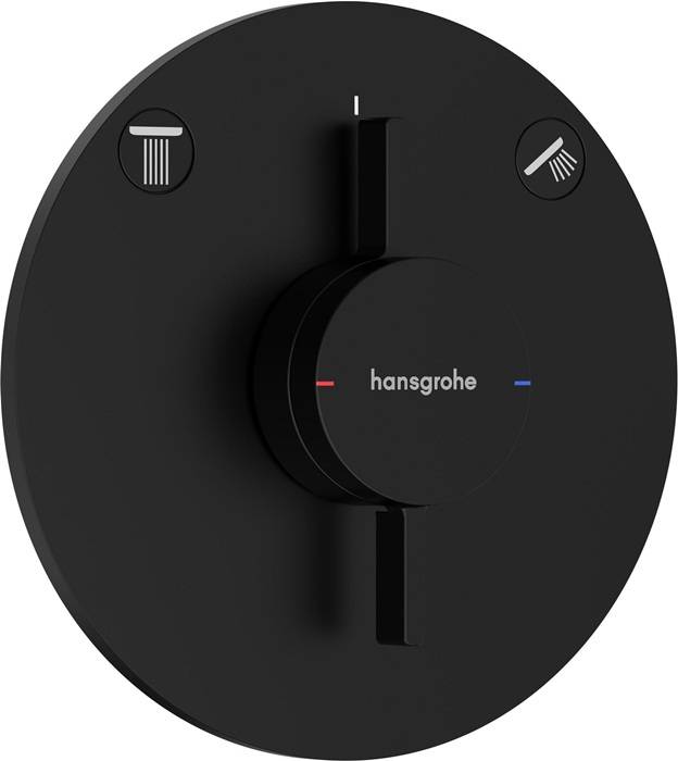 hansgrohe DuoTurn S Mischer Unterputz für 2 Verbraucher, Mattschwarz mit Thermostat