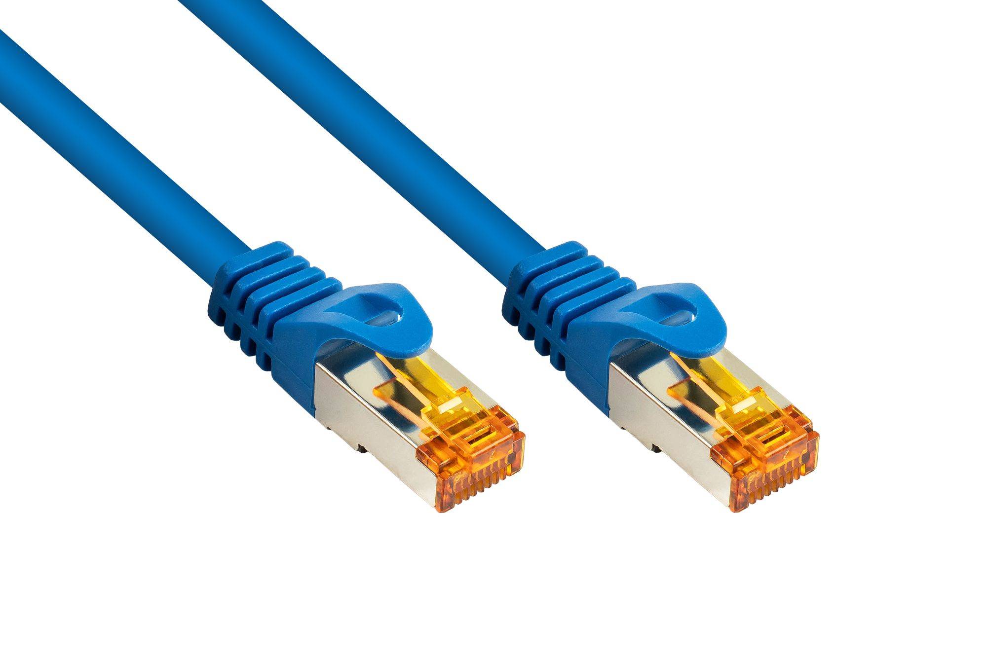 kabelmeister® RJ45 Patchkabel mit Cat. 7 Rohkabel, TPE, blau, 50m