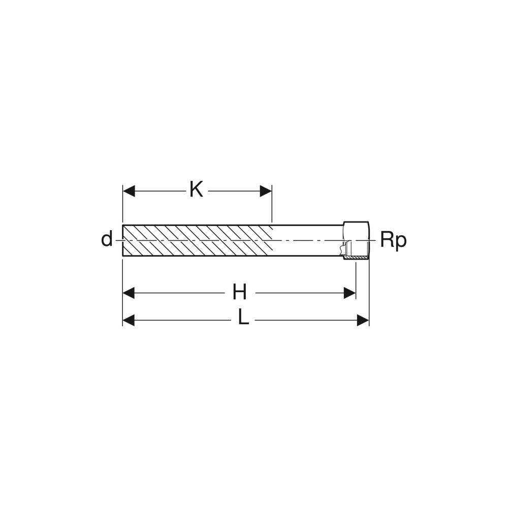 Geberit Mapress Edelstahl Übergang mit Innengewinde, Einschubende lang D 18mm, Rp 1/2"