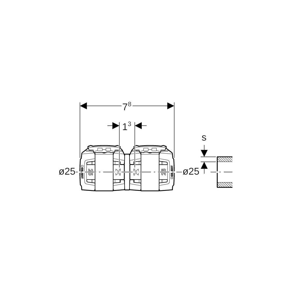 Geberit GE FlowFit, Übergang auf Fremdsystem, 25 x 2,5 - 2,7 mm, 1 Stk.