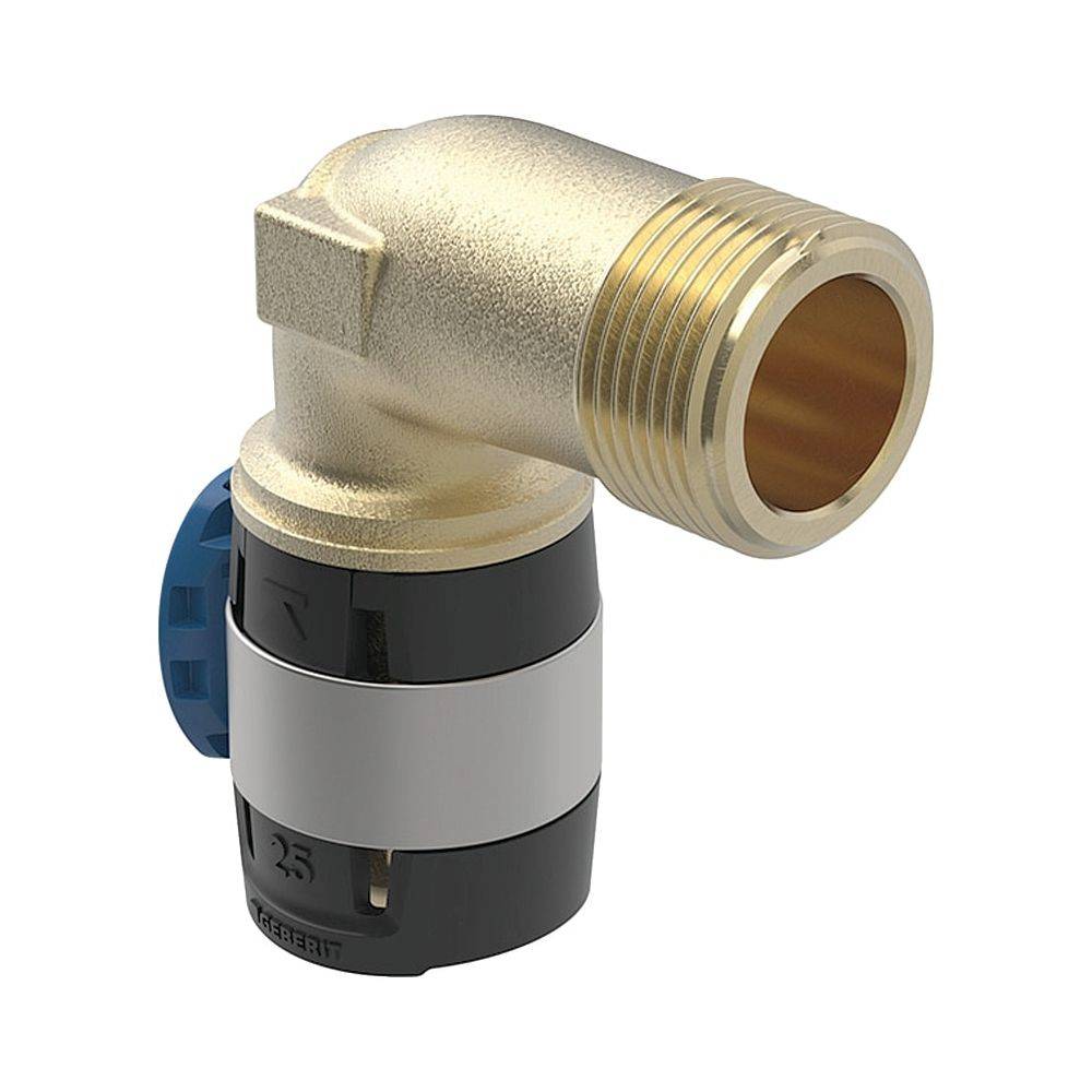 Geberit FlowFit Übergangsbogen 90 Grad mit Außengewinde, lang, D 16mm, R 3/4", Rotguss bleifrei