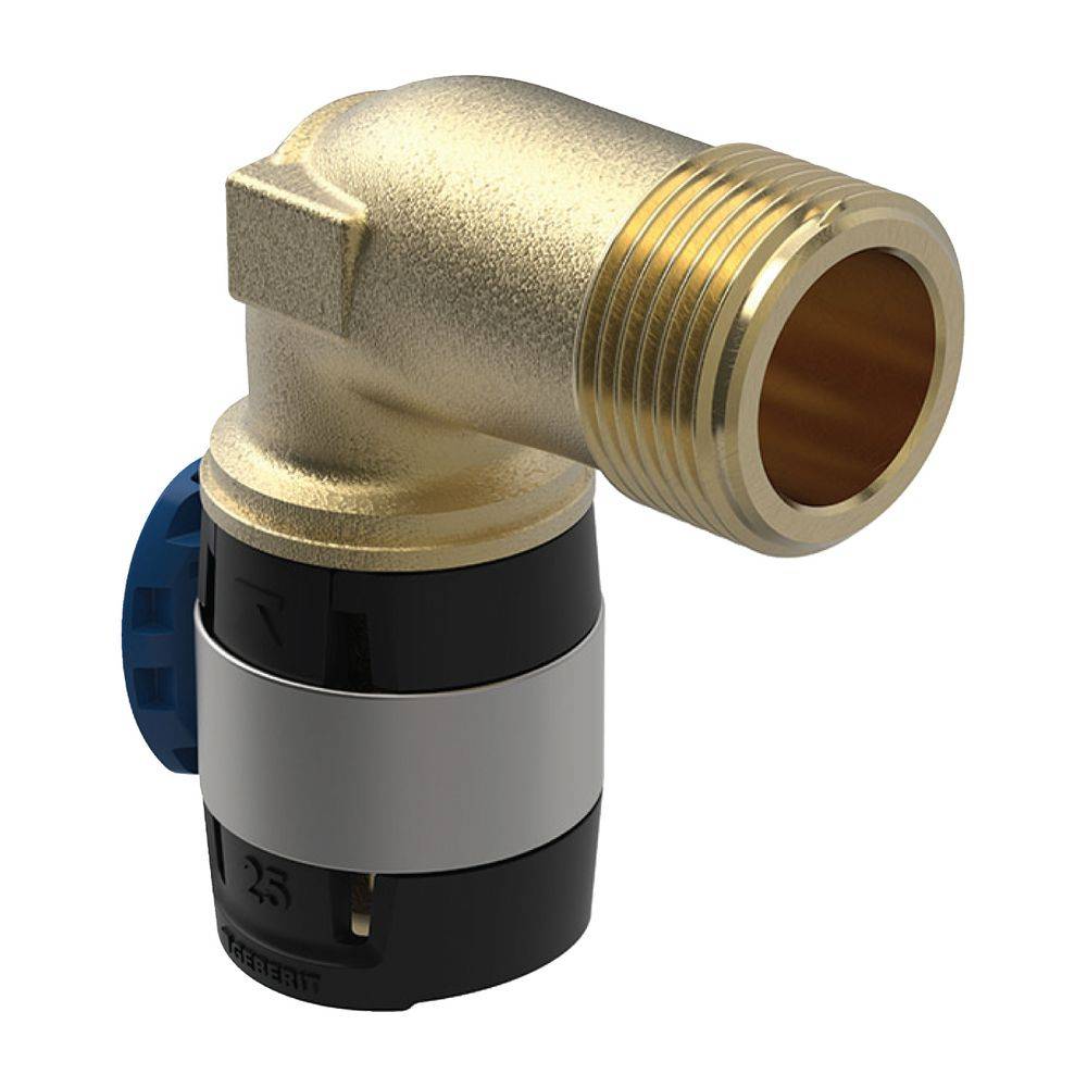 Geberit FlowFit Übergangsbogen 90 Grad mit Außengewinde, lang, D 25mm, R 3/4", Rotguss bleifrei
