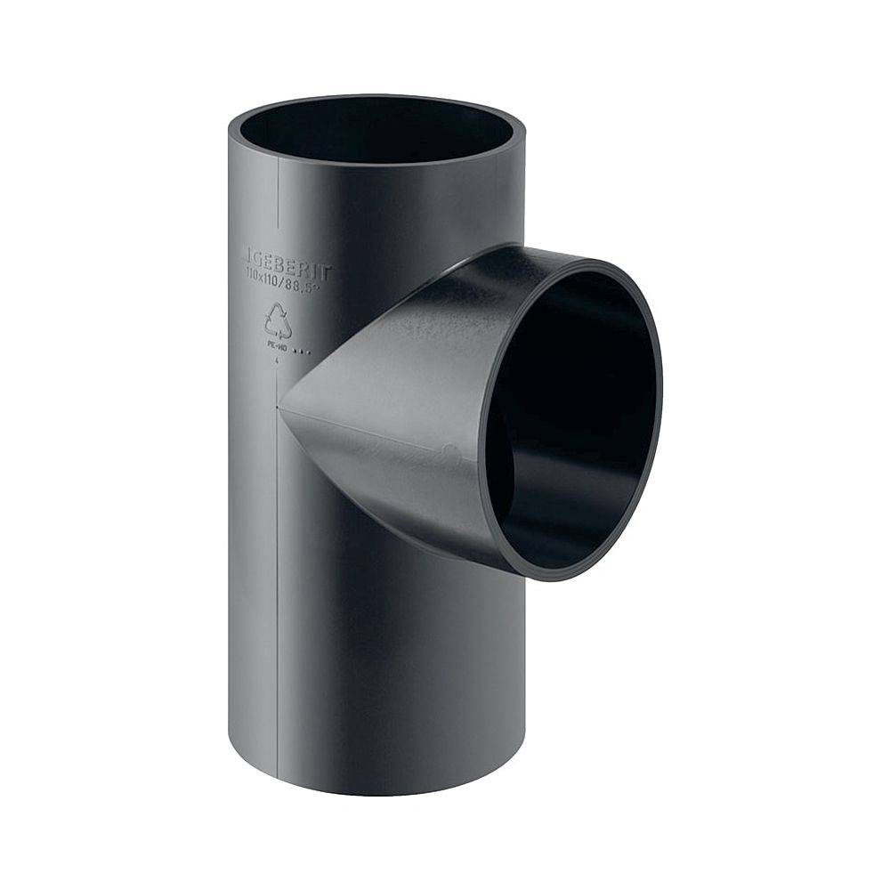 Geberit Abzweiger, 88,5°, PE, d75/50mm, T-Stück, für Falleitungen, schwarz, 1 Stk.