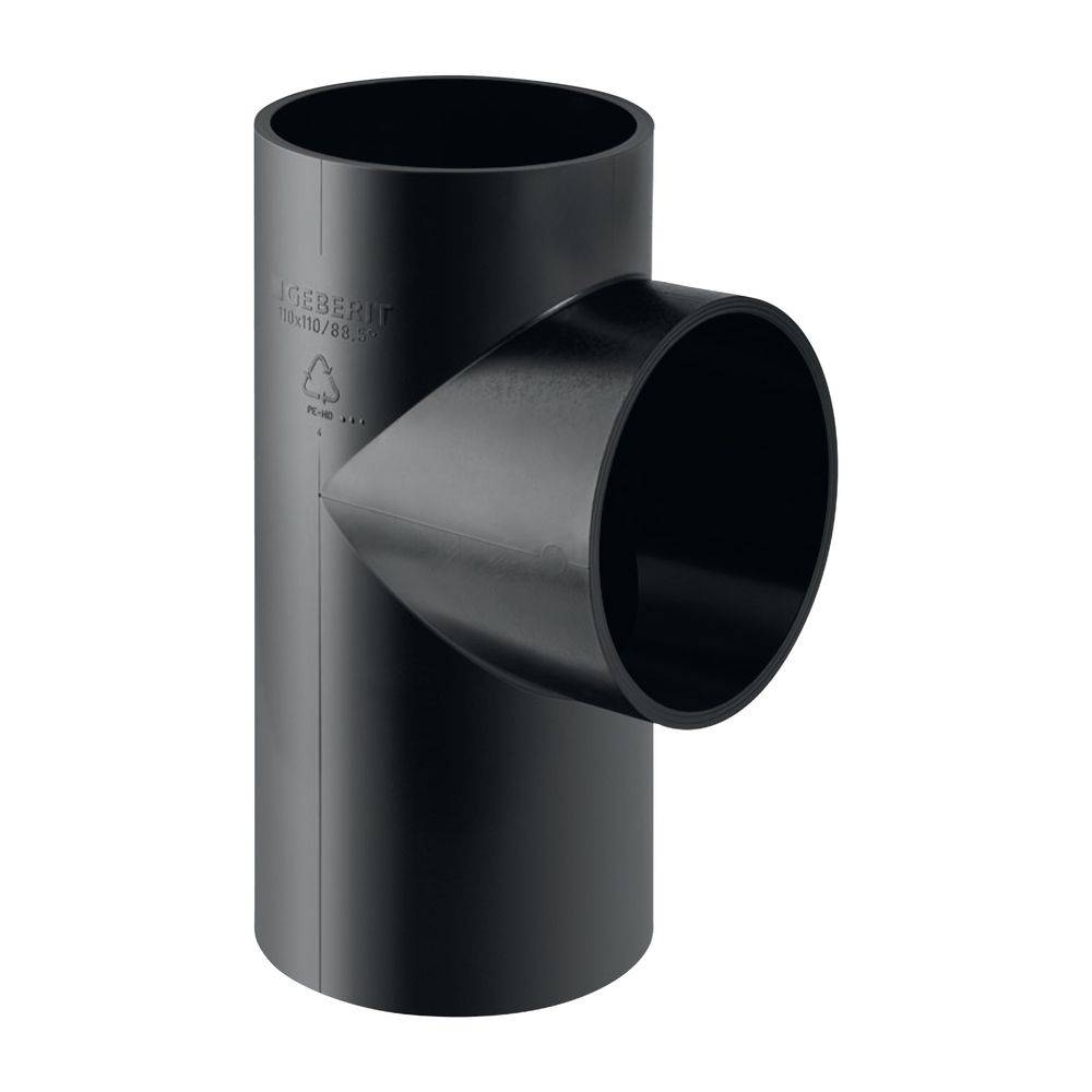 Geberit Abzweig PE-HD 88,5 Grad, DN 200/100, 200/110mm, Schwarz, 370185161