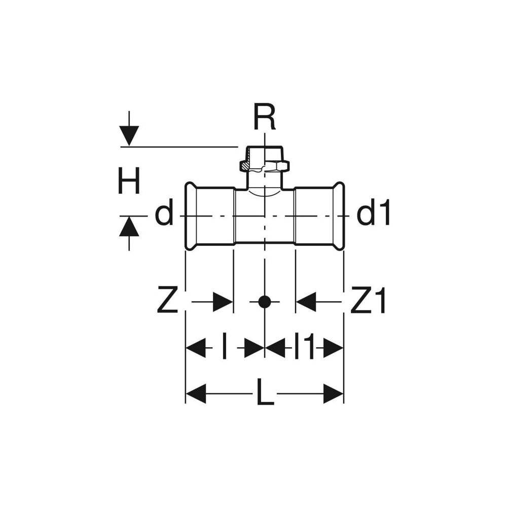 Geberit T-Stück Mapress Edelstahl, Ø28mm x R1", Außengewinde, Pressmuffen, Edelstahl 1.4401, 1 Stk.