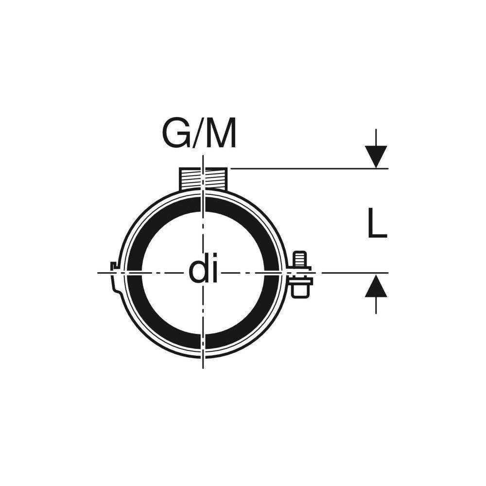 Geberit Rohrschelle Silent-db20, Ø63mm, gedämmt, Gewindemuffe M10/G1/2", Stahl, 1 Stk.