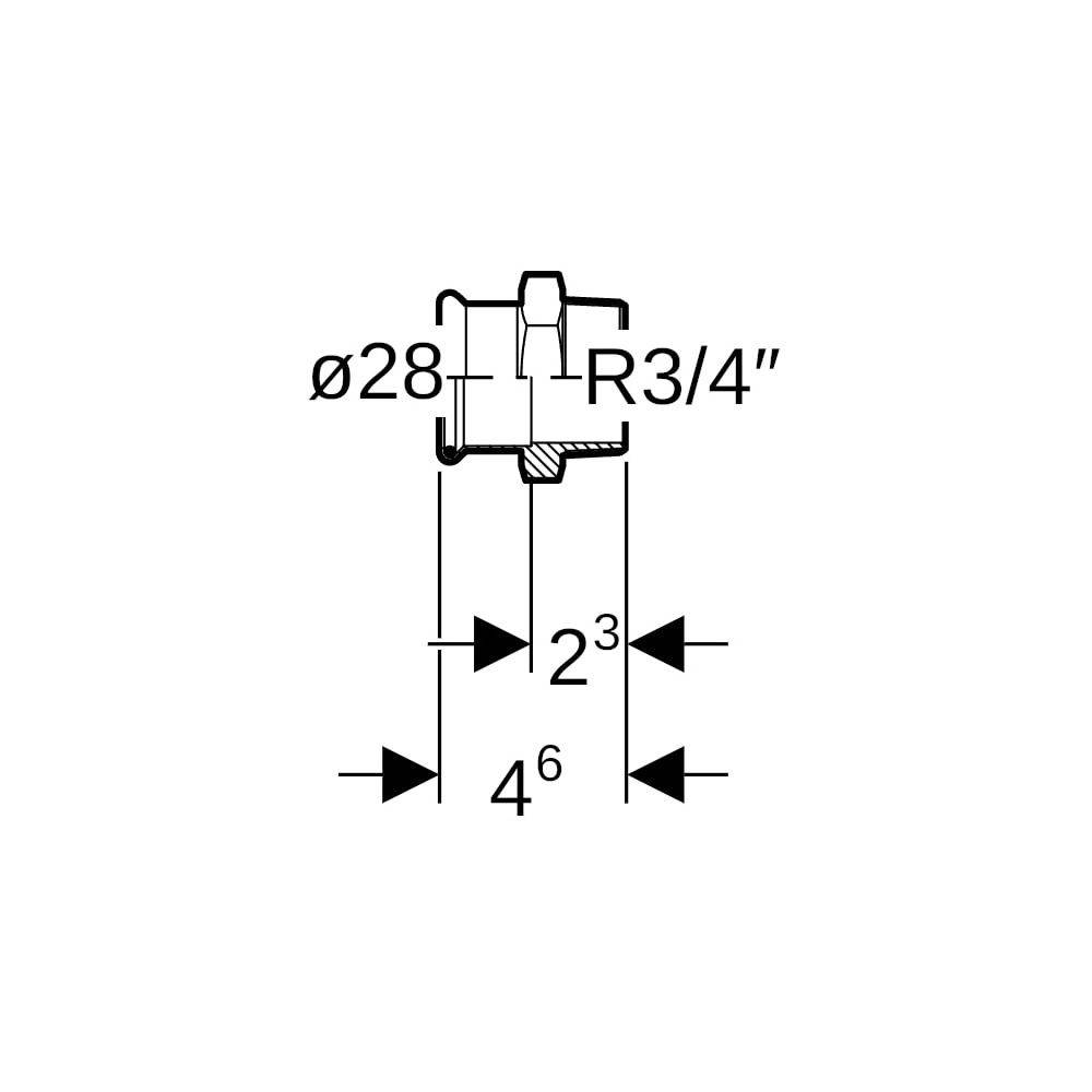 Geberit Übergang Mapress Therm, 28mm x R 3/4", Edelstahl, 41717