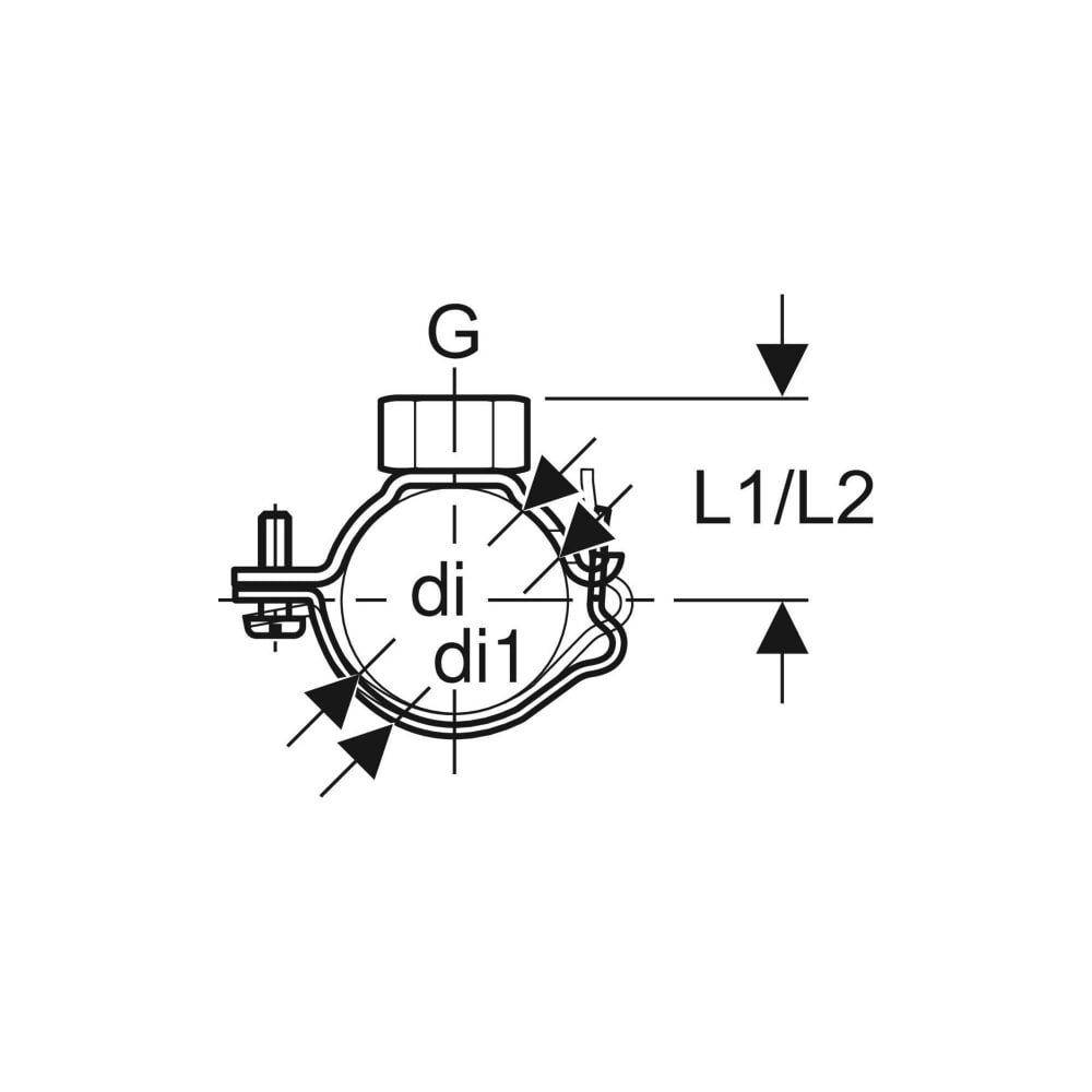 Geberit Schelle für Fixpunkt d50mm x G1/2 verzinkt mit Muffe, 1 Stk.