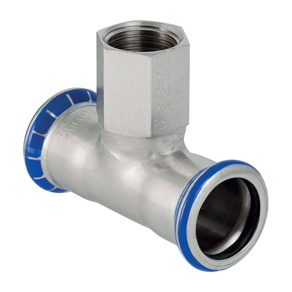 Geberit T-Stück Mapress Edelstahl, Ø42mm x Rp1/2", Innengewinde, Pressmuffen, Edelstahl 1.4401, 1 Stk.