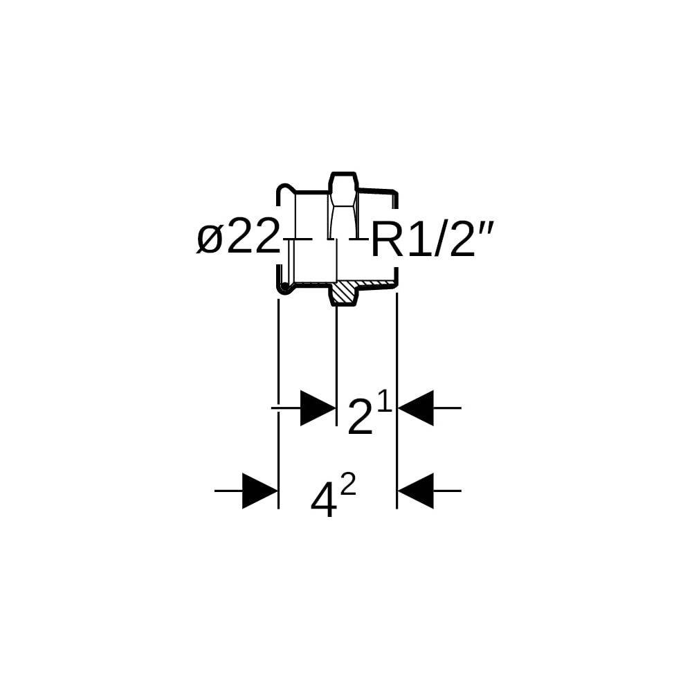 Geberit GE Mapress, Therm Uebergang, d22mm, R1/2, NPW, 1 Stk.