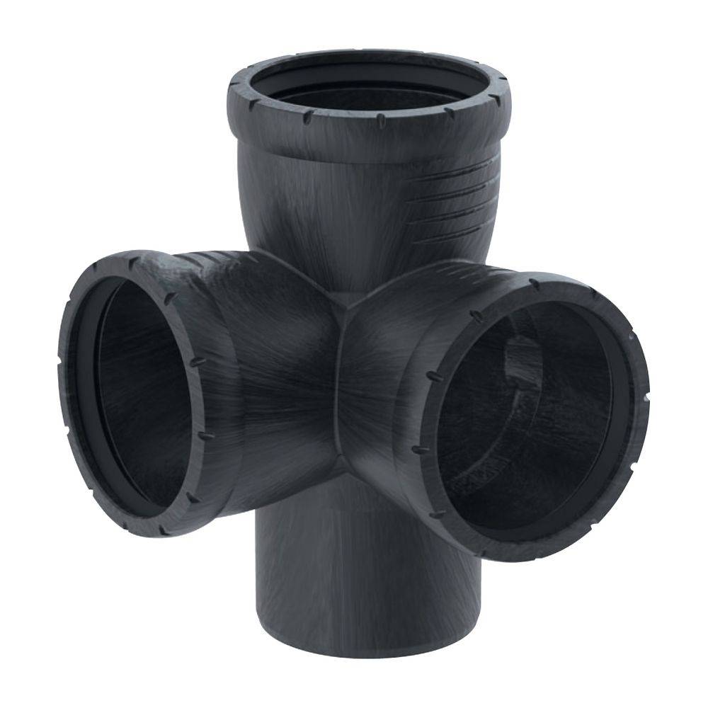 Geberit Silent-Pro Eckabzweig 87,5 Grad, DN 90, PP-MX, Schwarz, 393459141