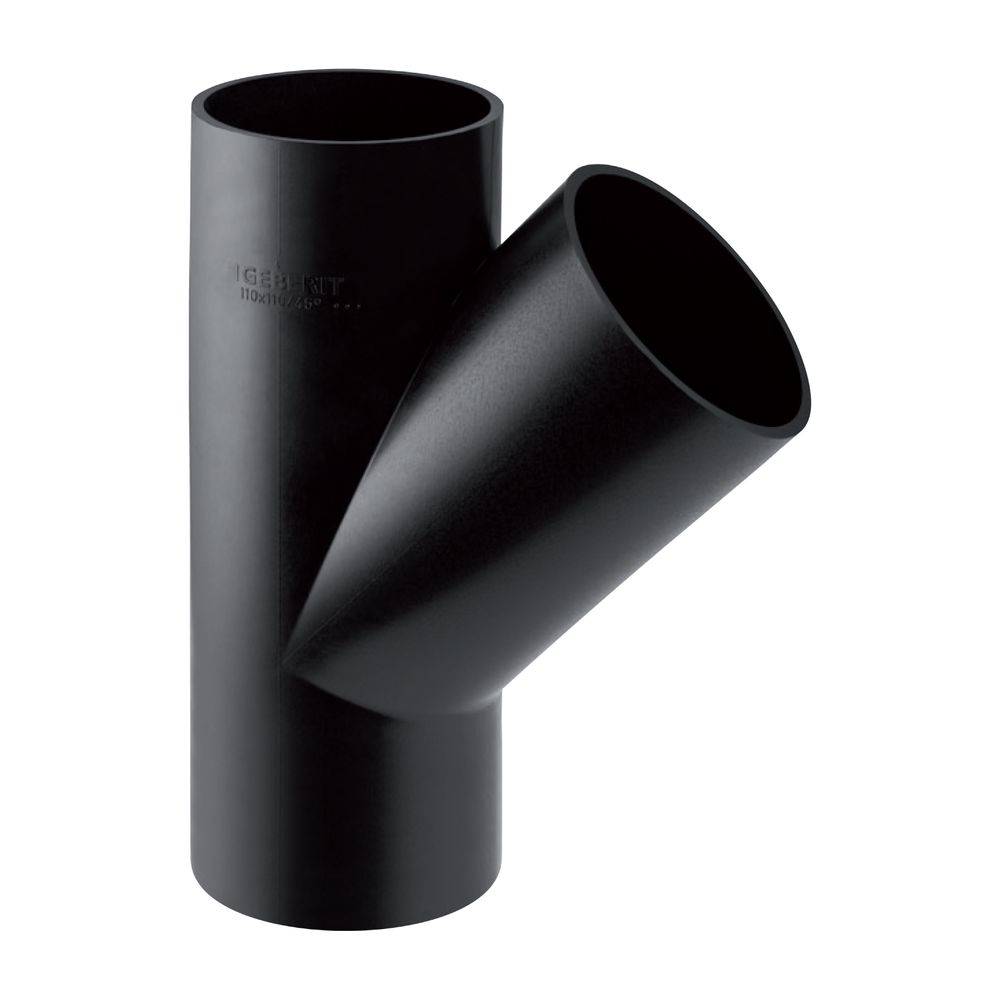 Geberit Abzweig 45 Grad, 250x160mm, PE-HD, Schwarz, 371145161