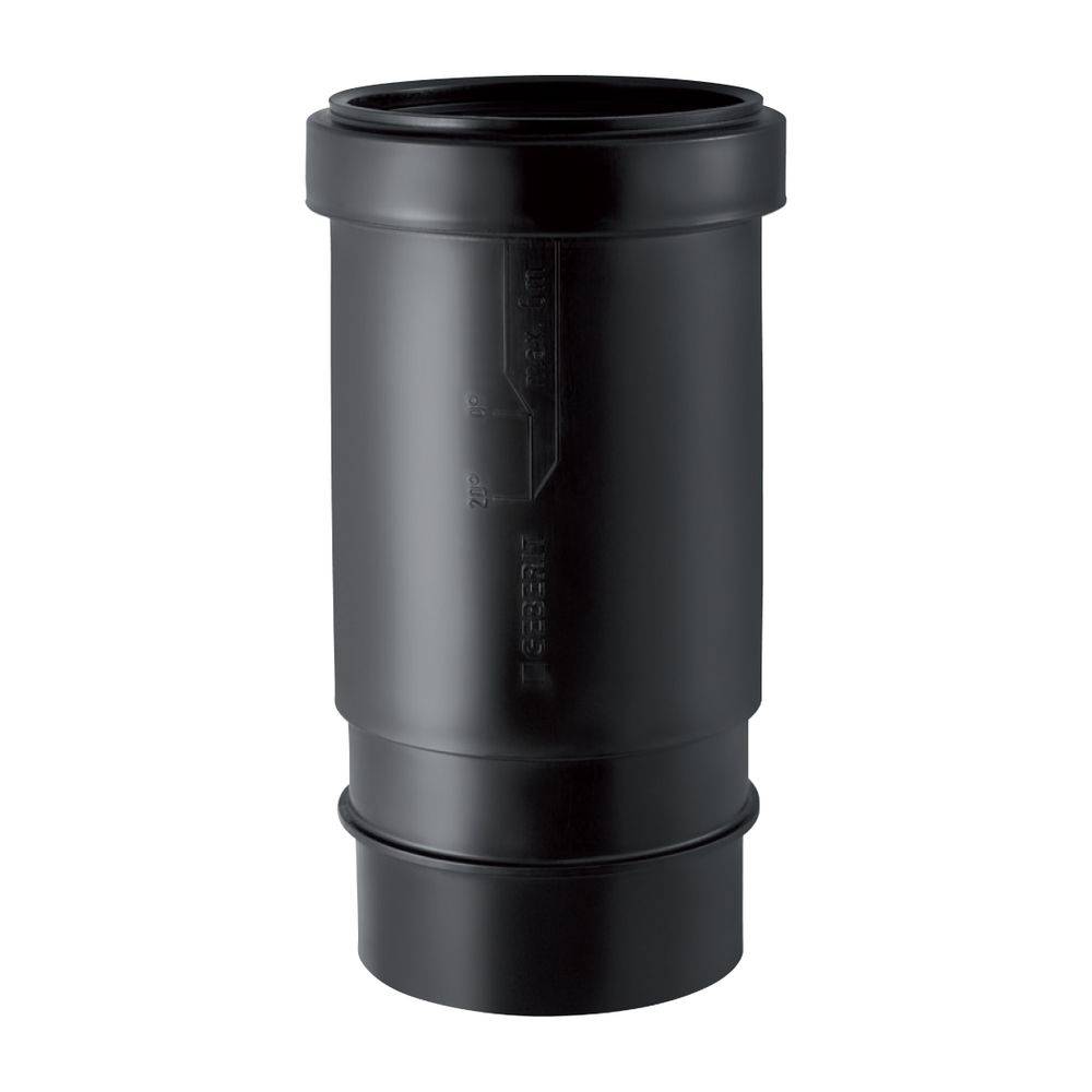 Geberit Langmuffe mit Doppelbund, DN 100, 110mm, PE-HD, Schwarz, 367700161