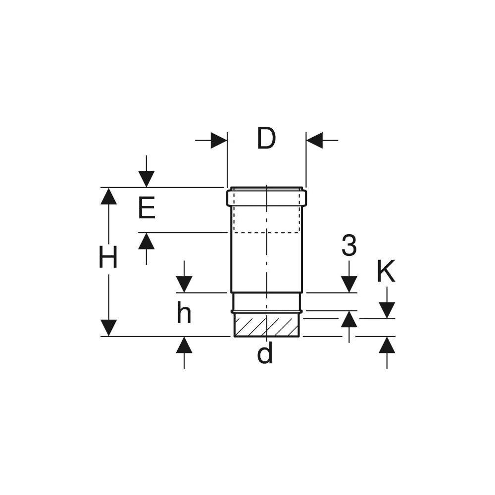 Geberit Langmuffe mit Doppelbund, DN 100, 110mm, PE-HD, Schwarz, 367700161