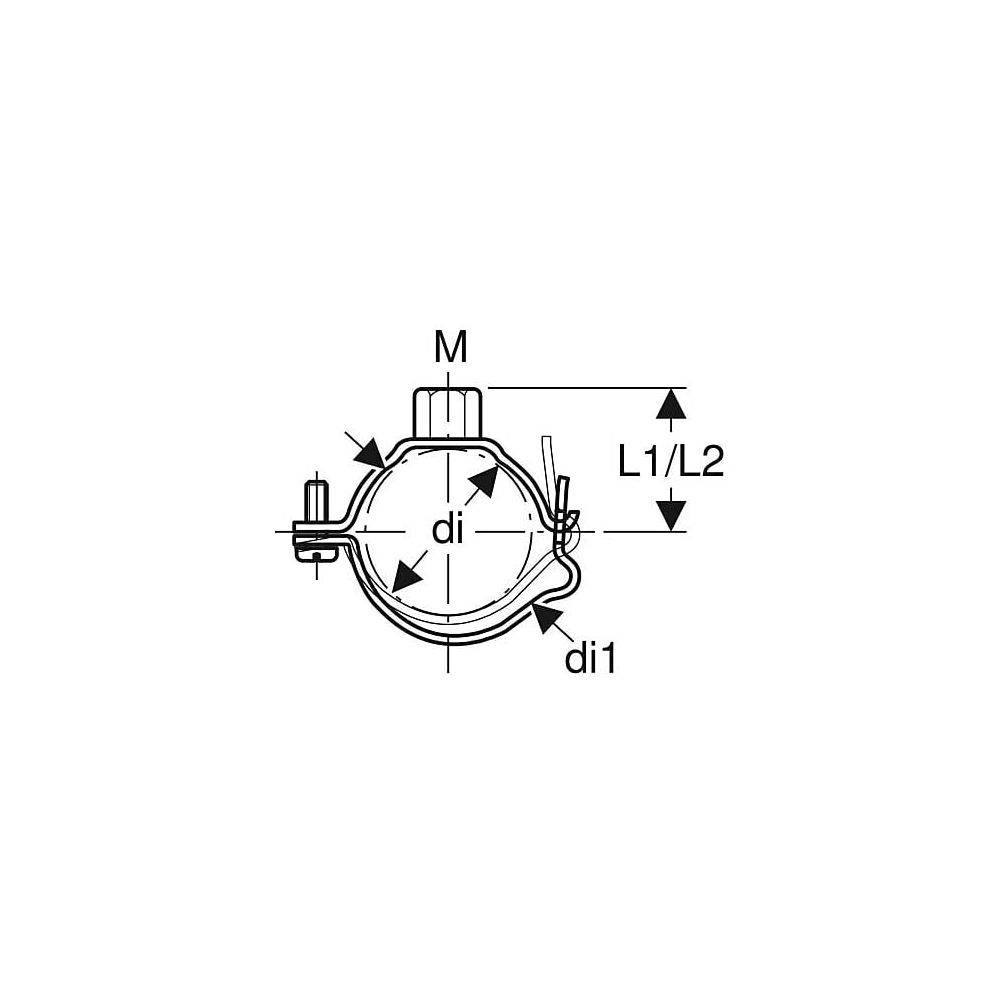 Geberit Rohrschelle mit Gewindemuffe M10, verstellbar, ID 125mm, di1 133mm