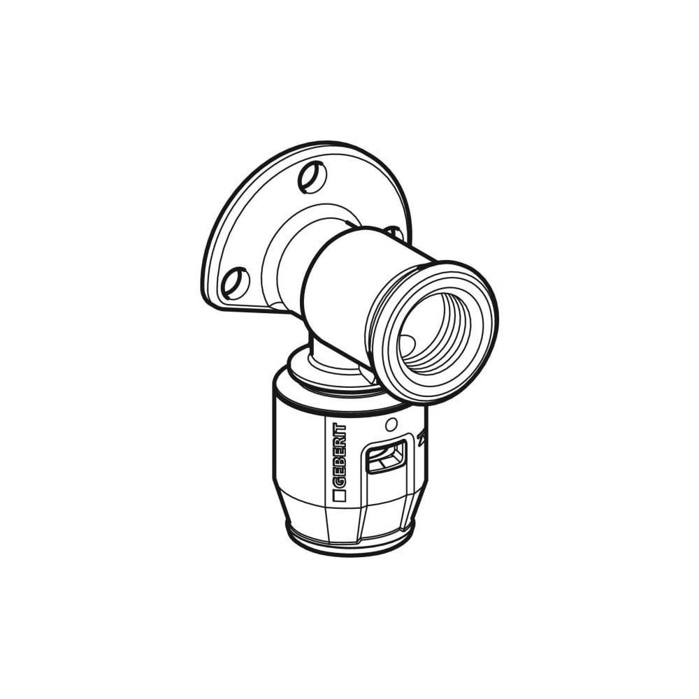 Geberit PushFit Anschlusswinkel 90 Grad CW617N, d 16mm, Rp 1/2″, L1 3,6cm