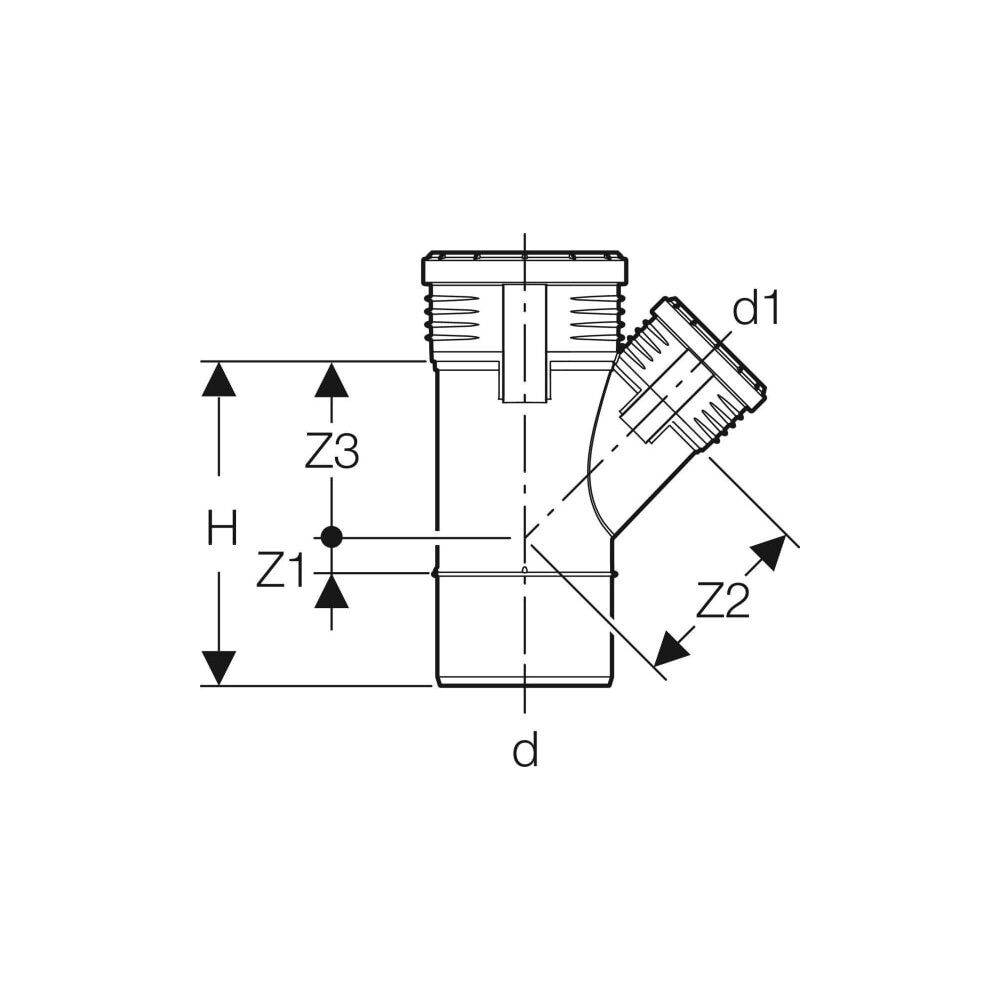 GEBERIT Geberit Abzweig DN 50/40 45 Grad Silent-PP d50/40 mit Muffen