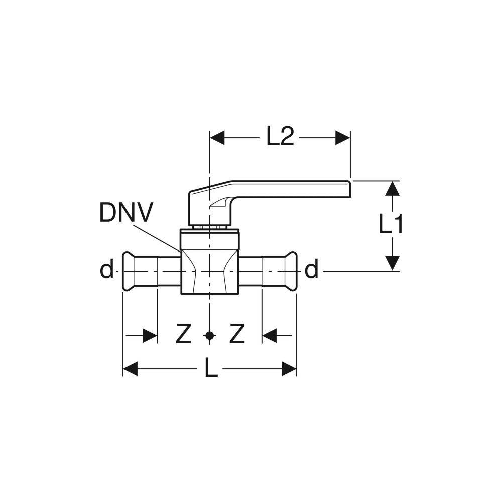 Geberit Mapress Edelstahl Kugelhahn mit Betätigungshebel Außendurchmesser 54mm, 10 bar