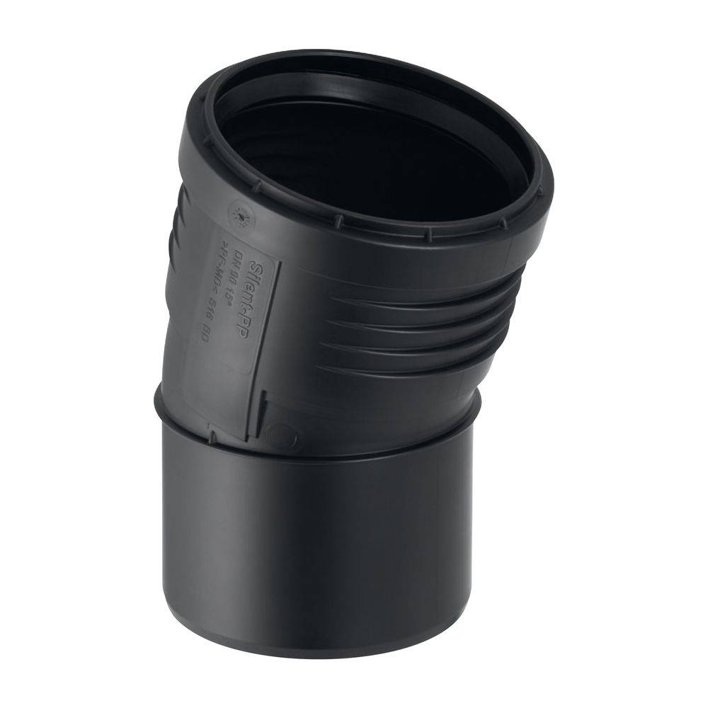 Geberit Bogen Silent-PP 15 Grad, DN 125, PP-MD, Schwarz, 390620141