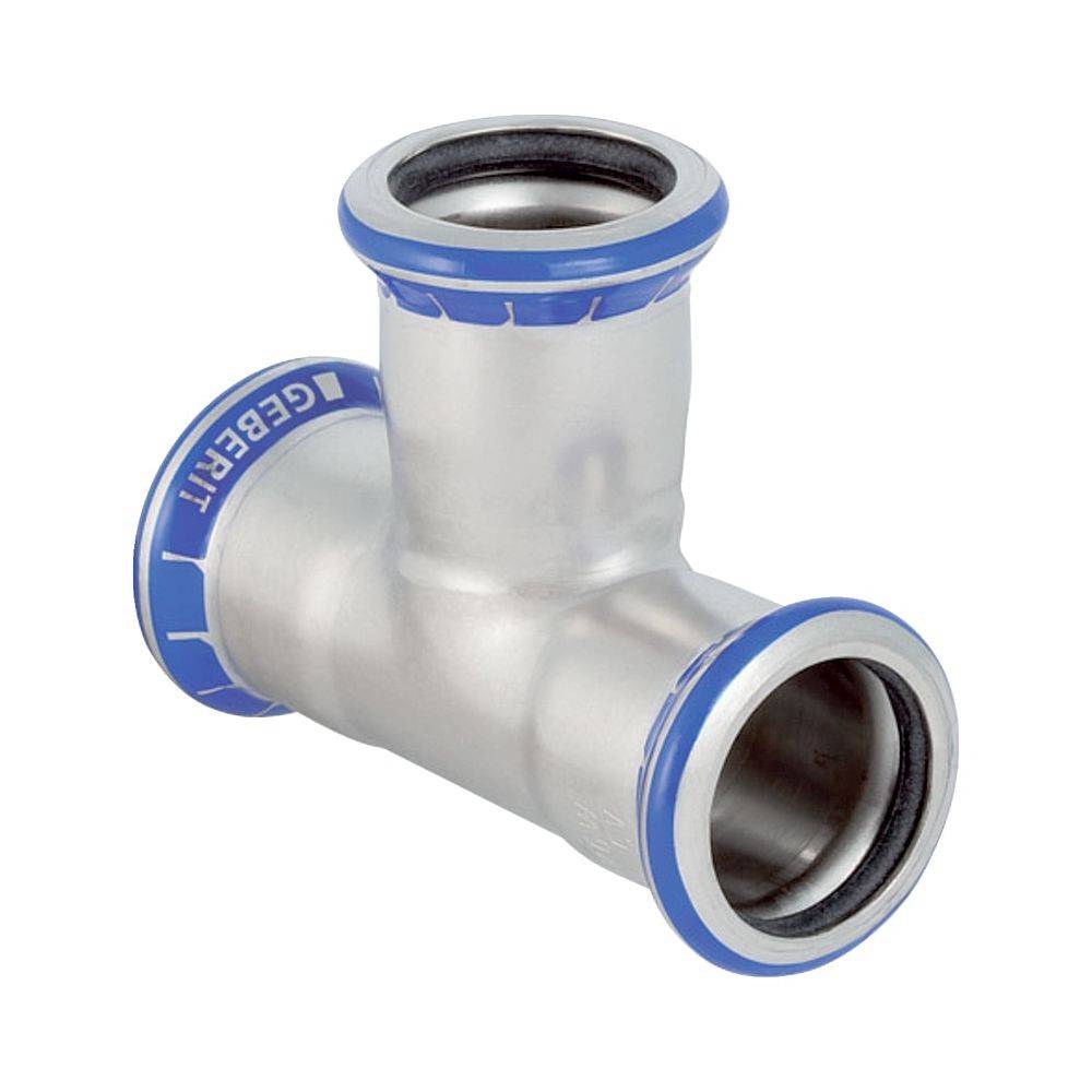 Geberit T-Stück Mapress Edelstahl, Ø76,1mm, gleich, Pressmuffen, Edelstahl 1.4401, CIIR-Dichtung, 1 Stk.