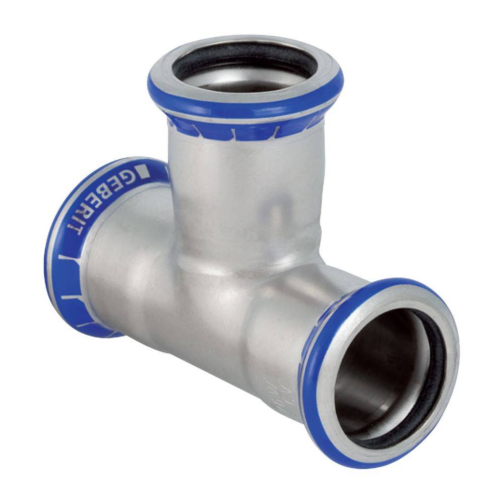 Geberit T-Stück Mapress Edelstahl, Ø76,1mm, gleich, Pressmuffen, Edelstahl 1.4401, CIIR-Dichtung, 1 Stk.
