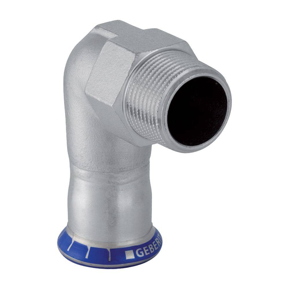 Geberit Mapress Edelstahl Übergangswinkel 90 Grad mit Außengewinde D 28mm, R 1"
