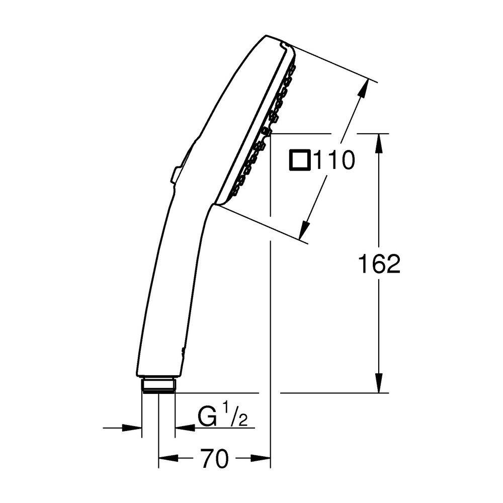Grohe Tempesta Cube 110 Handbrause, 2 Strahlarten Rain/Jet, maximaler Durchfluss bei 3 bar 7,4l/min, Mattschwarz,