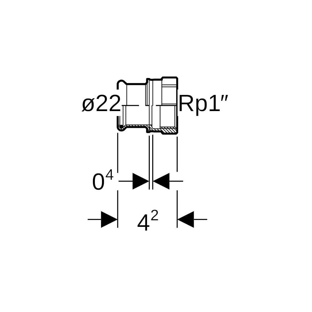 Geberit GE Mapress, Therm Uebergang, d22mm, Rp1, NPW, 1 Stk.