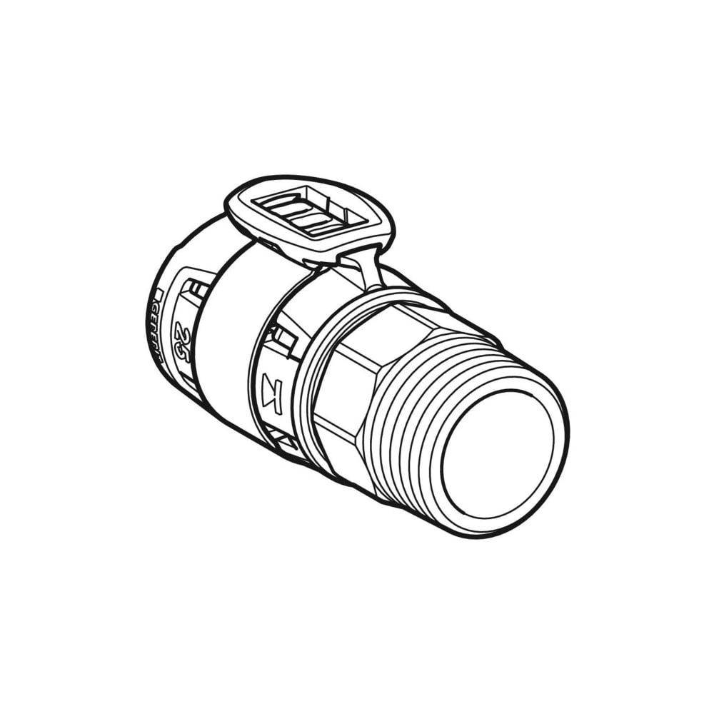 GEBERIT FlowFit Übergang mit Aussengewin Edelstahl d63-R2
