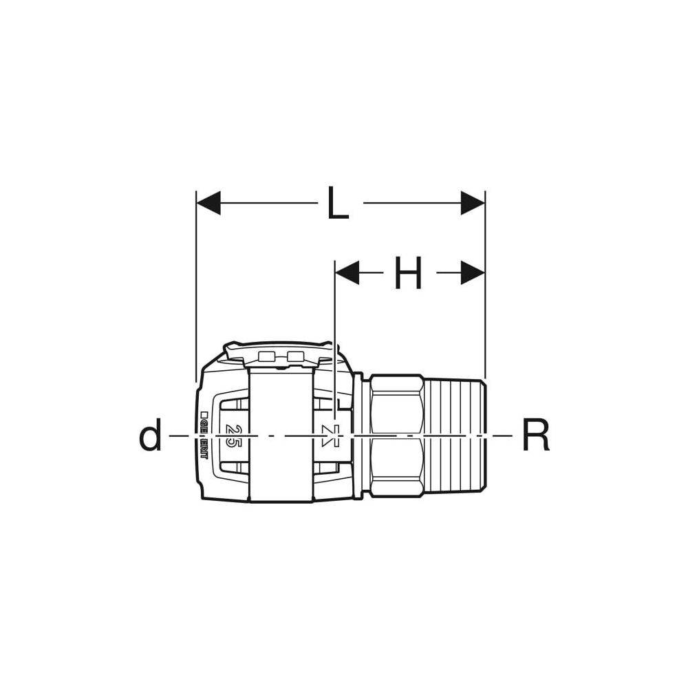 GEBERIT FlowFit Übergang mit Aussengewin Edelstahl d63-R2