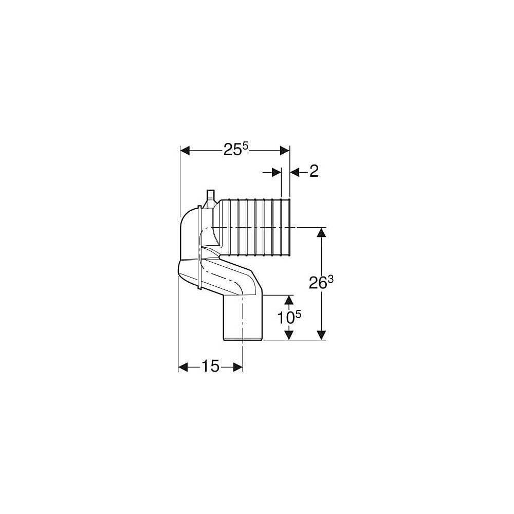 Geberit P-Anschlussbogen für Stand-WC, 90 Grad, 90mm, Kunststoff, Weiß